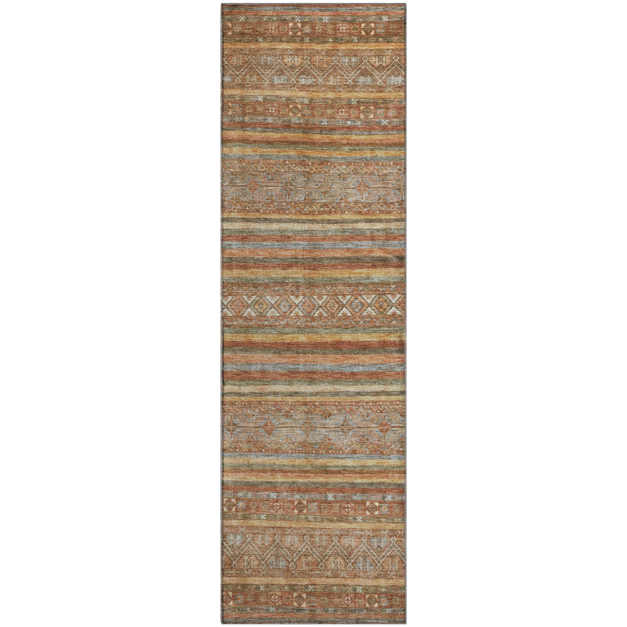Seoul Machine Washable Transitional Terracotta Orange Rug 2'3" x 7'6" #shape_Runner