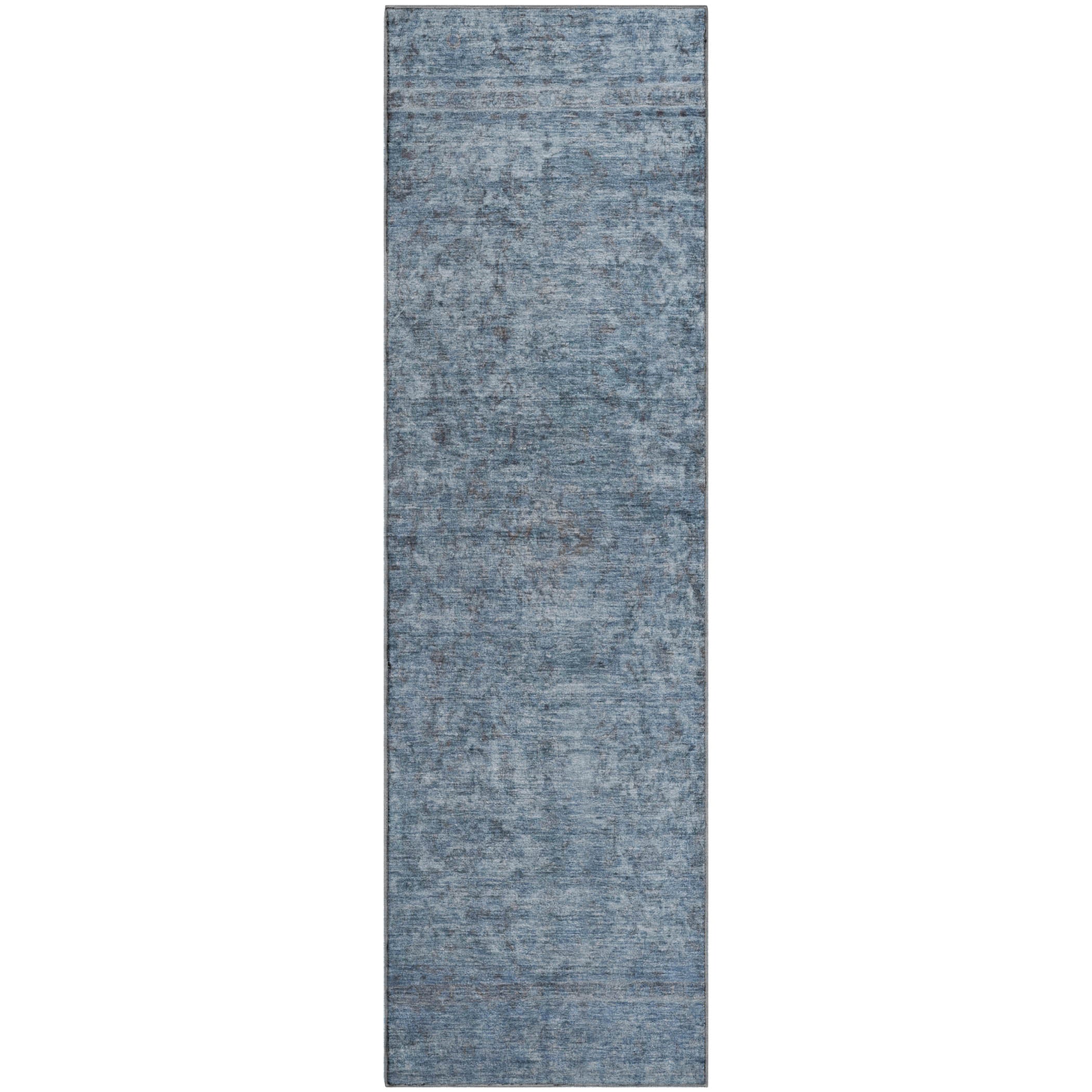 Baku Machine Washable Traditional Blue Rug 2'3" x 7'6" #shape_Runner