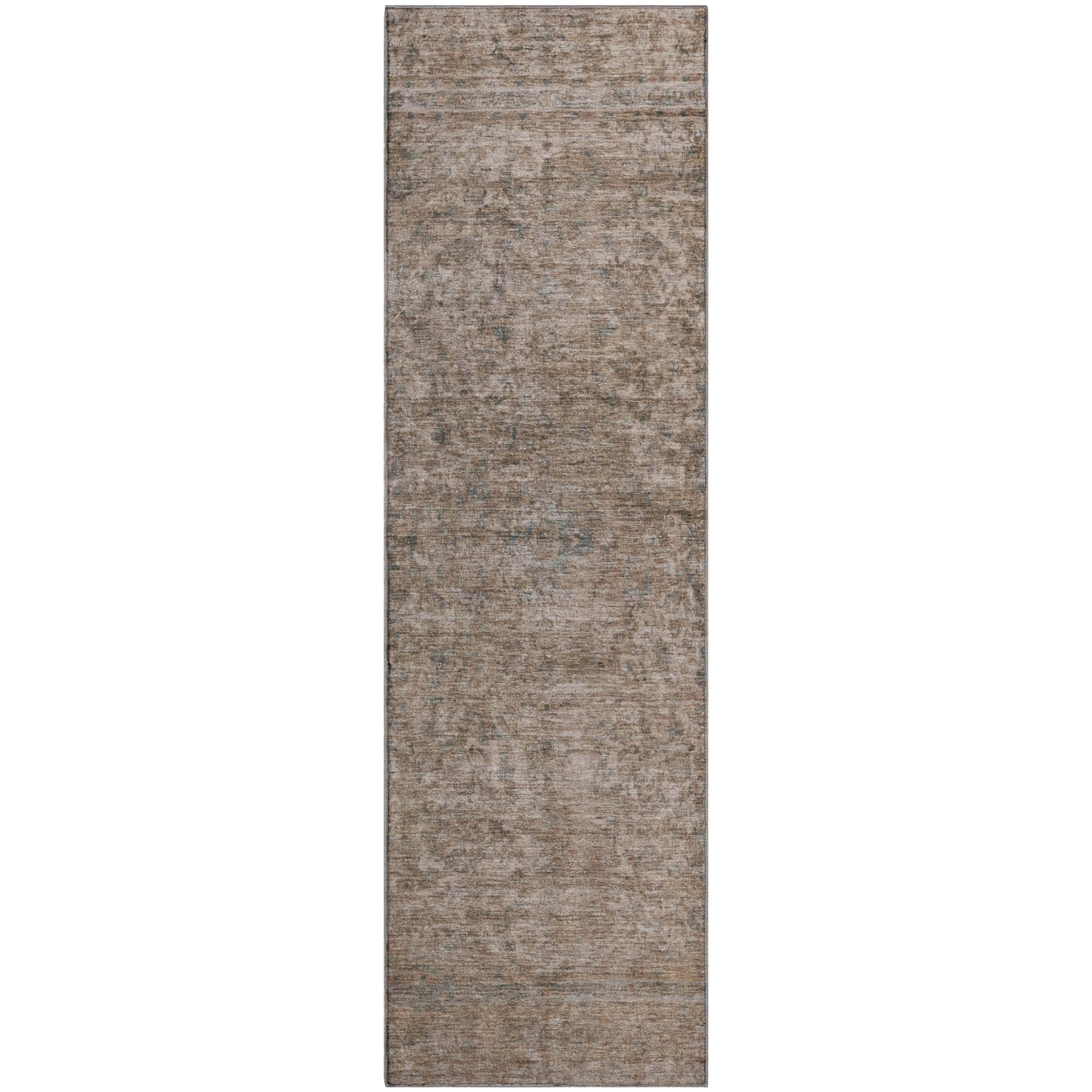 Baku Machine Washable Traditional Brown Rug 2'3" x 7'6" #shape_Runner