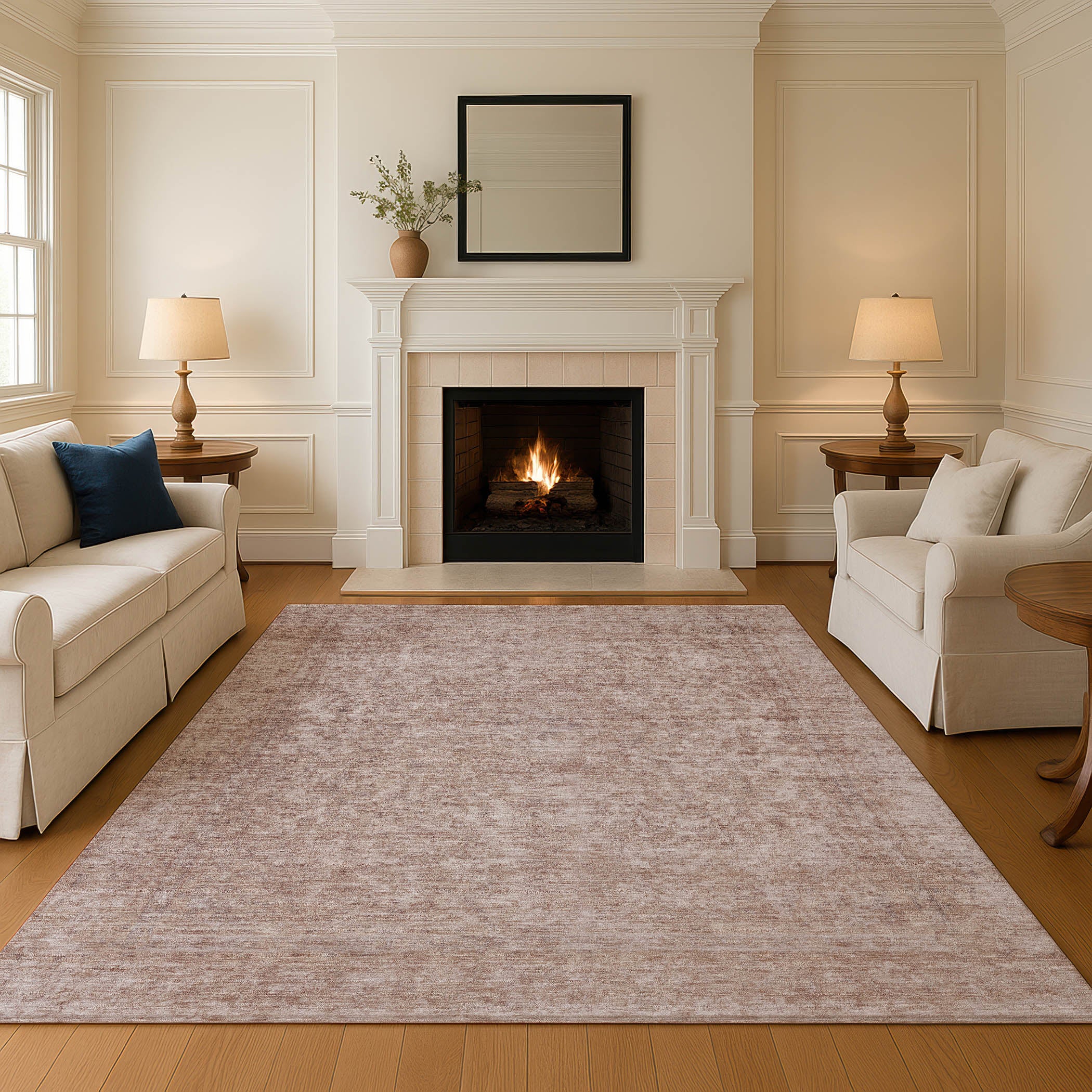 Baku Machine Washable Traditional Copper Orange Rug 2'6" x 3'10" #shape_Rectangle