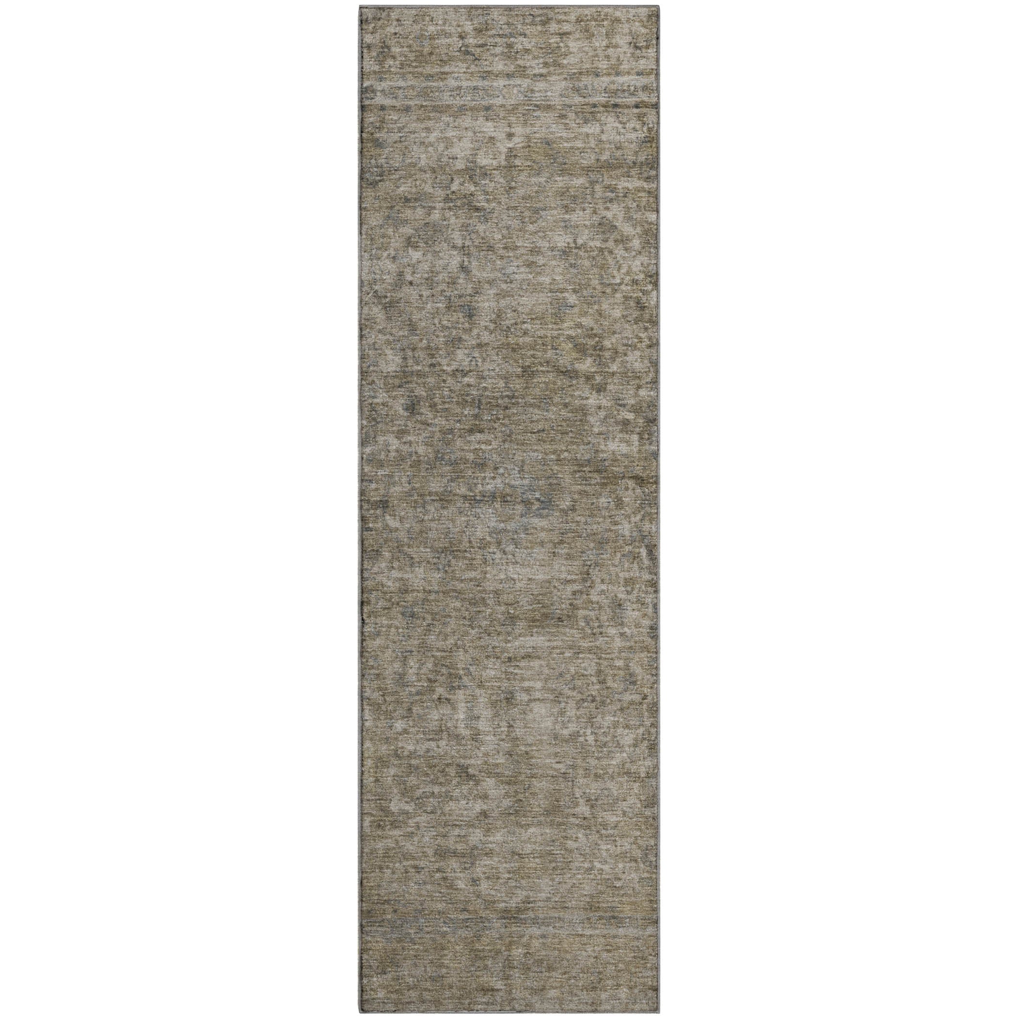 Baku Machine Washable Traditional Pewter Gray Rug 2'3" x 7'6" #shape_Runner