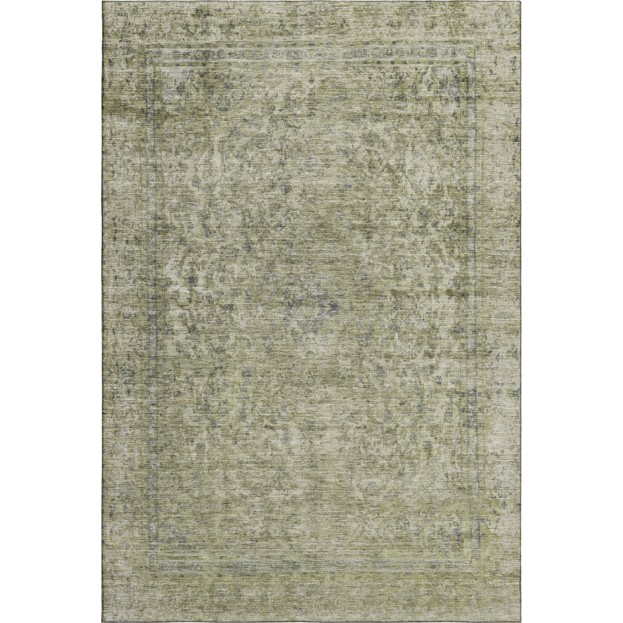 Baku Machine Washable Traditional Sage Green Rug 2'6" x 3'10" #shape_Rectangle