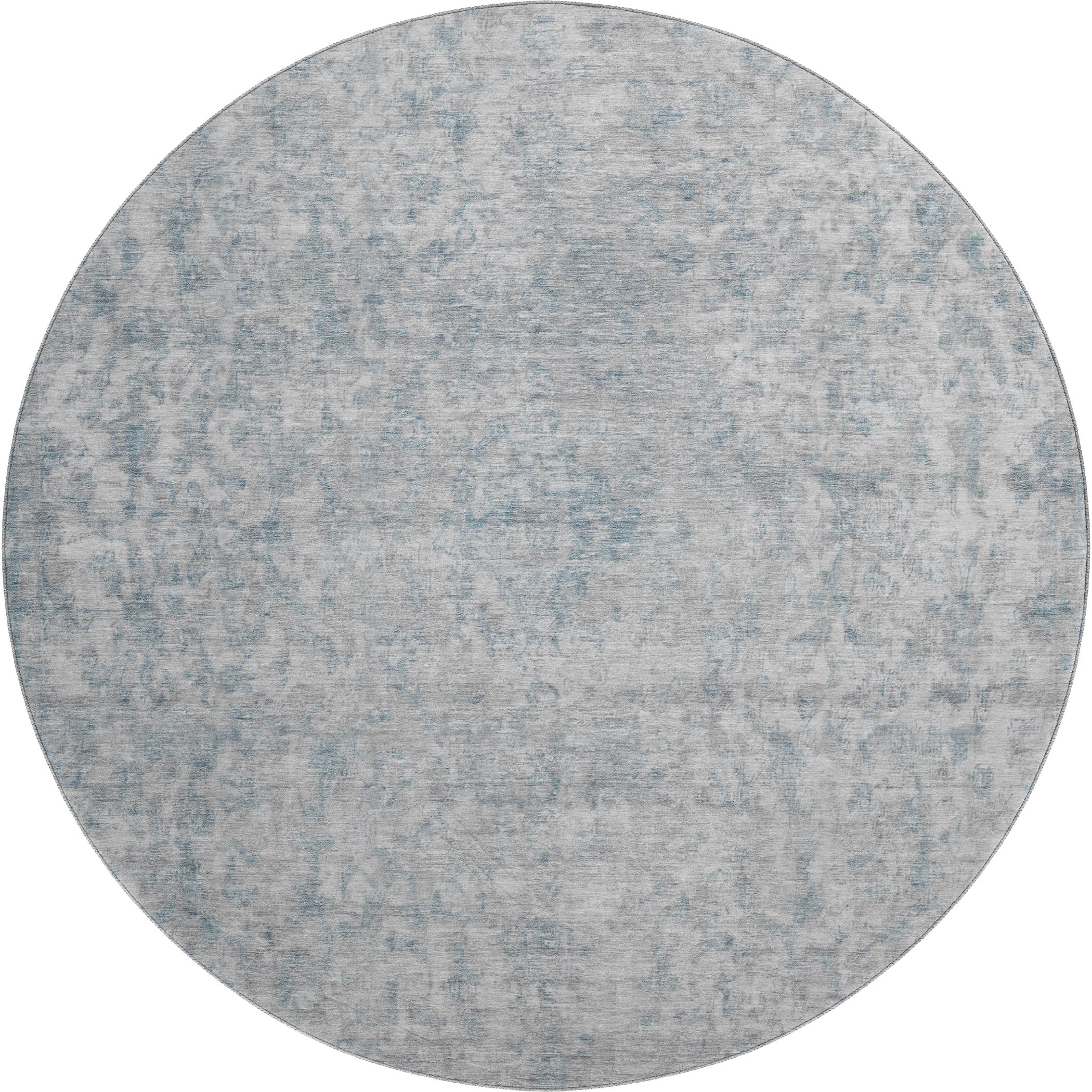 Baku Machine Washable Traditional Silver Gray Rug 8' x 8' #shape_Round