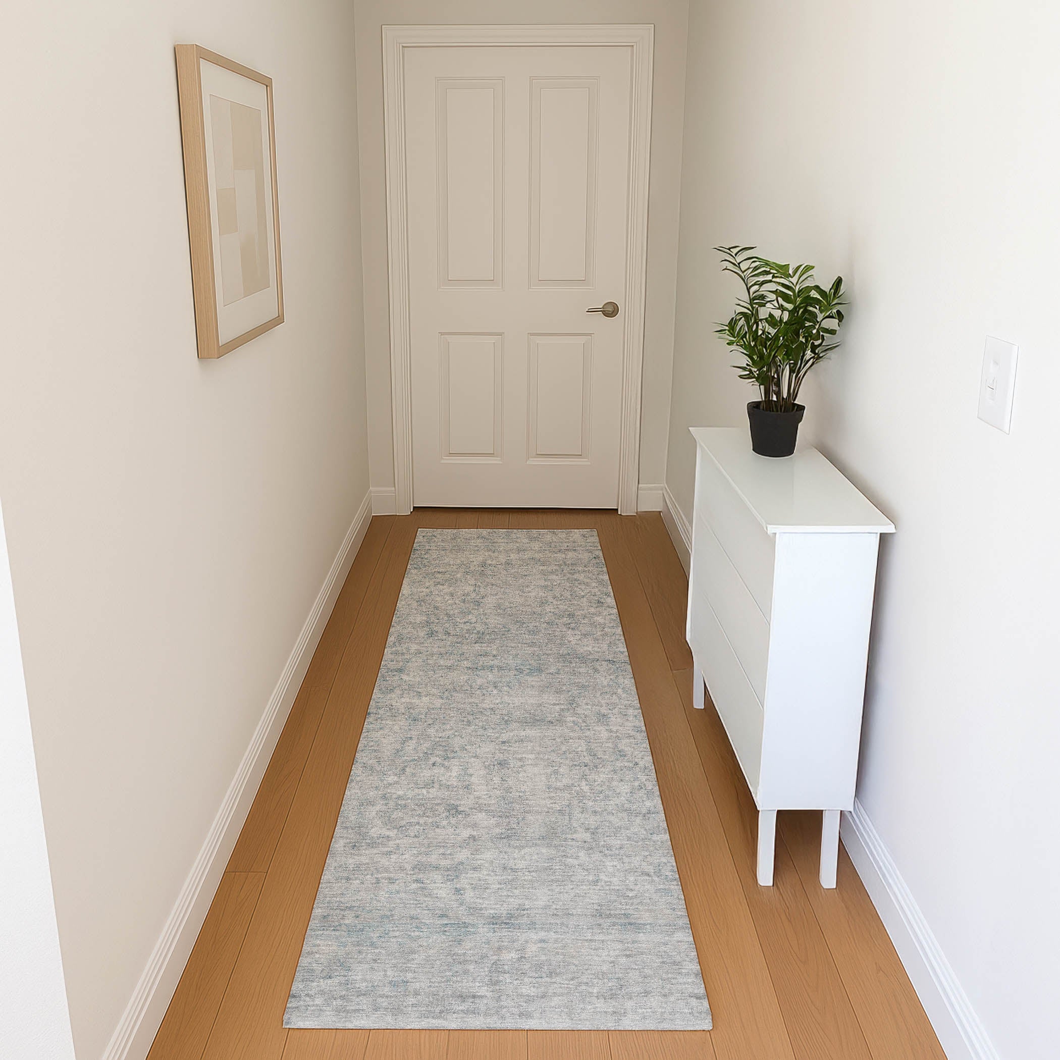 Baku Machine Washable Traditional Silver Gray Rug 2'3" x 7'6" #shape_Runner