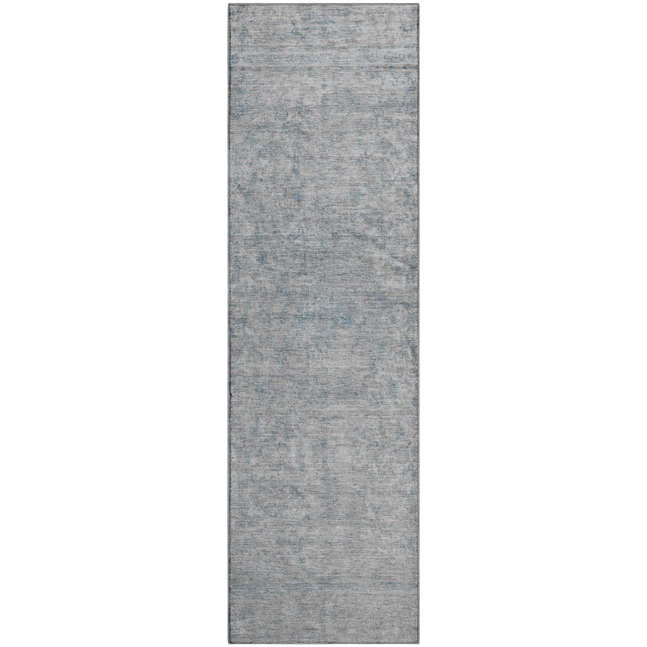 Baku Machine Washable Traditional Silver Gray Rug 2'3" x 7'6" #shape_Runner