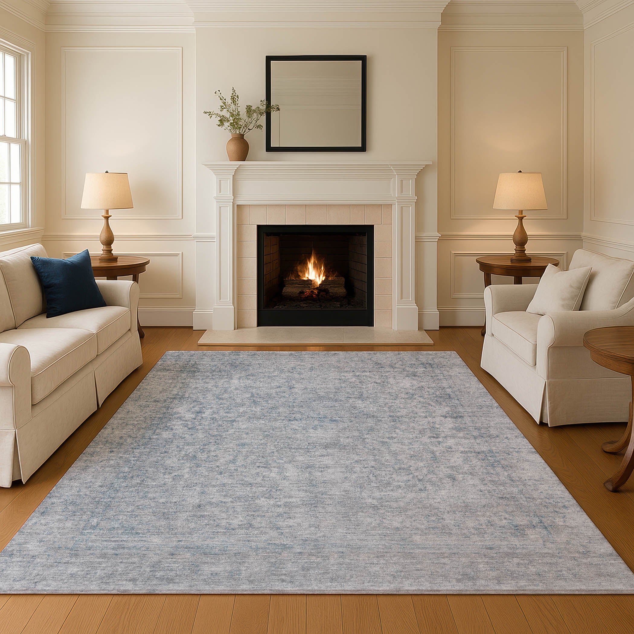 Baku Machine Washable Traditional Silver Gray Rug 2'6" x 3'10" #shape_Rectangle