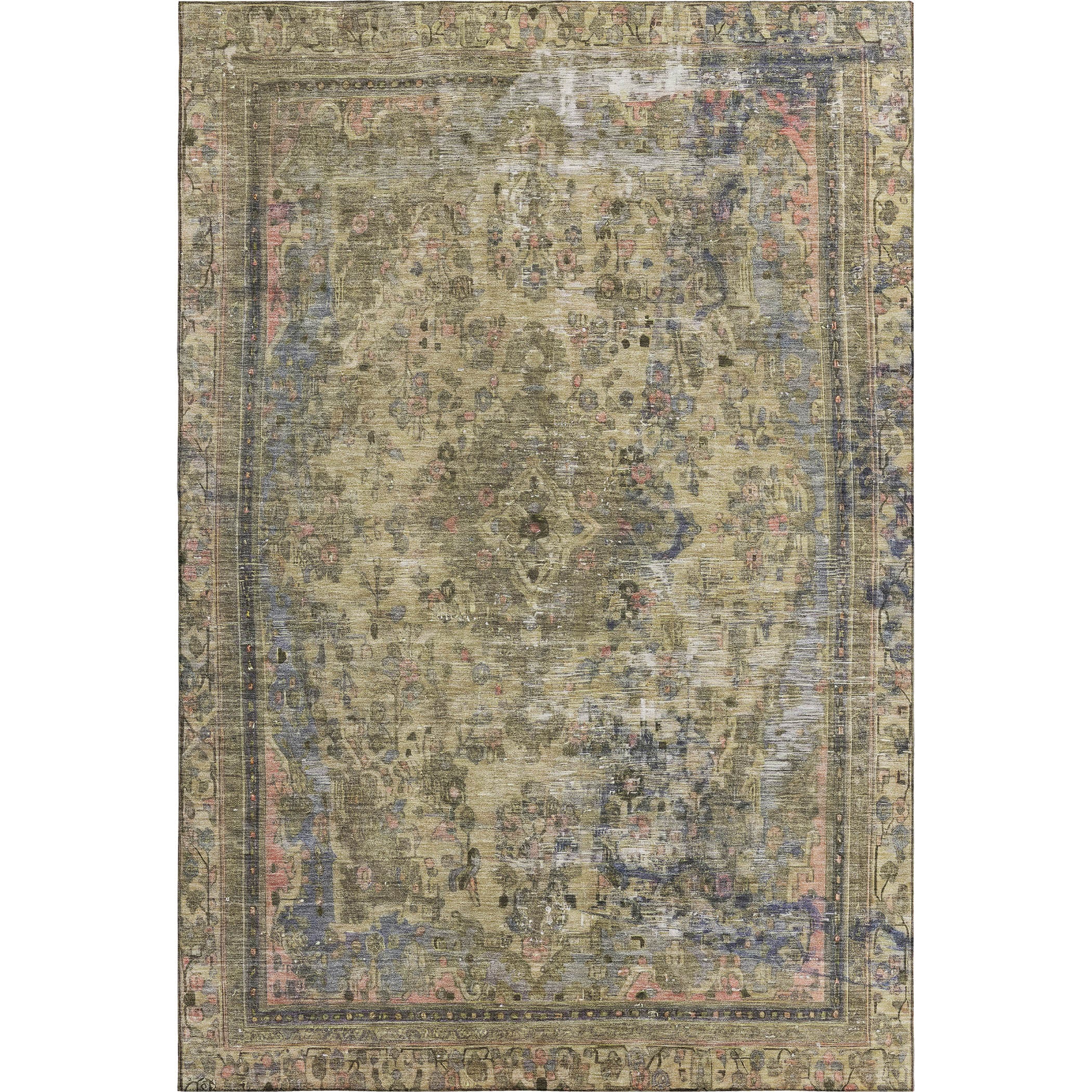 Istanbul Machine Washable Traditional Aloe Green Rug 2'6" x 3'10" #shape_Rectangle