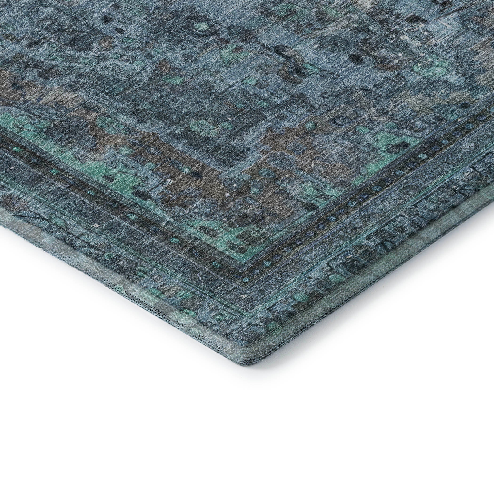 Istanbul Machine Washable Traditional Blue Rug 1'8" x 2'6" #shape_Rectangle