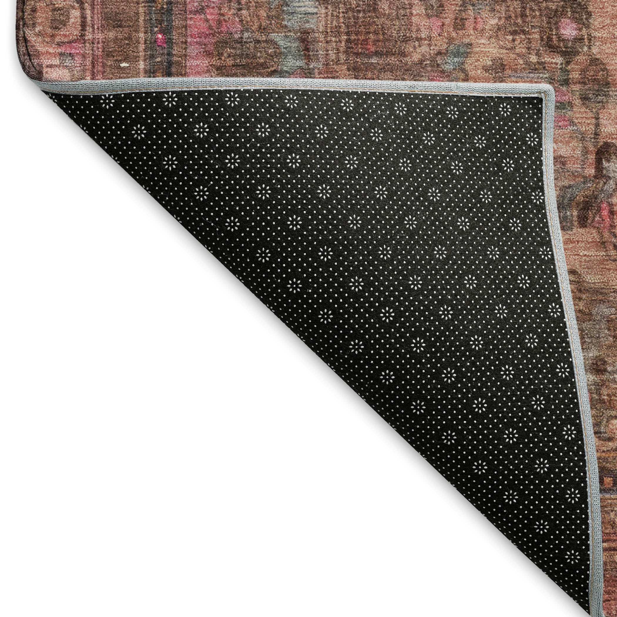Istanbul Machine Washable Traditional Pink Rug 1'8" x 2'6" #shape_Rectangle