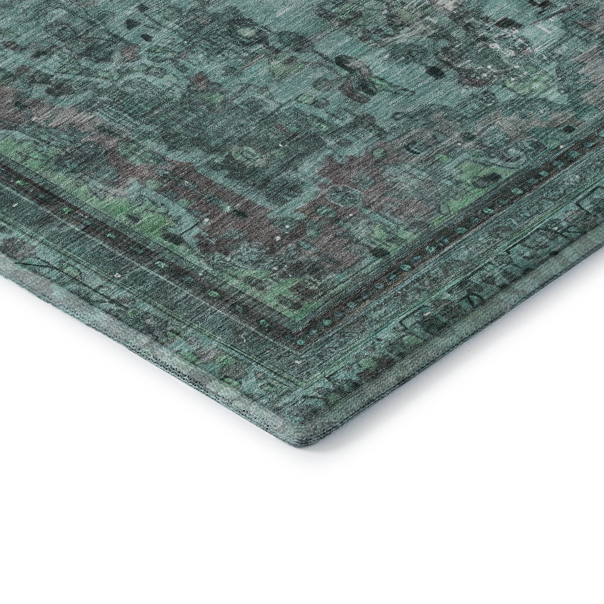 Istanbul Machine Washable Traditional Teal Rug 1'8" x 2'6" #shape_Rectangle