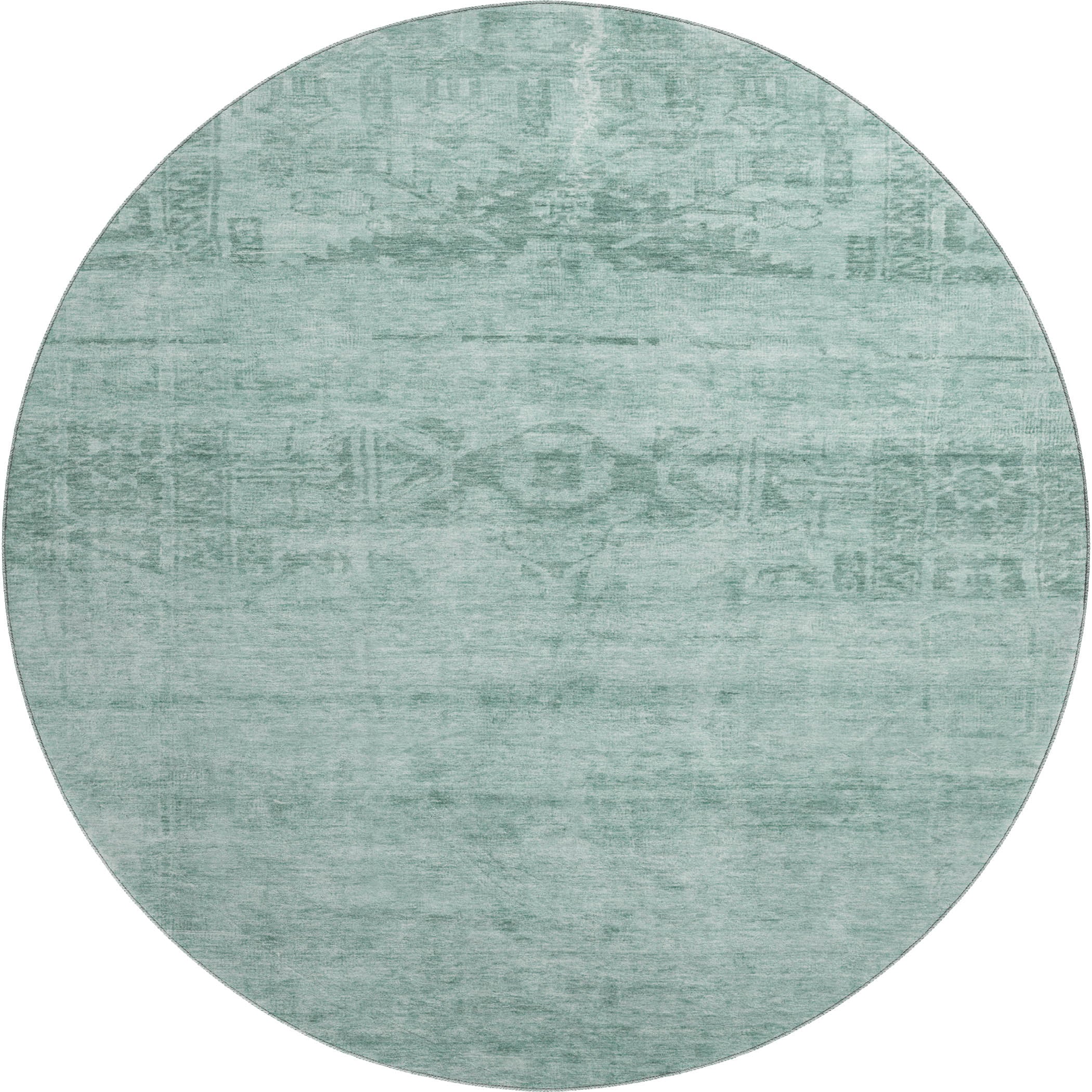 Lima Machine Washable Transitional Aqua Teal Rug 8' x 8' #shape_Round