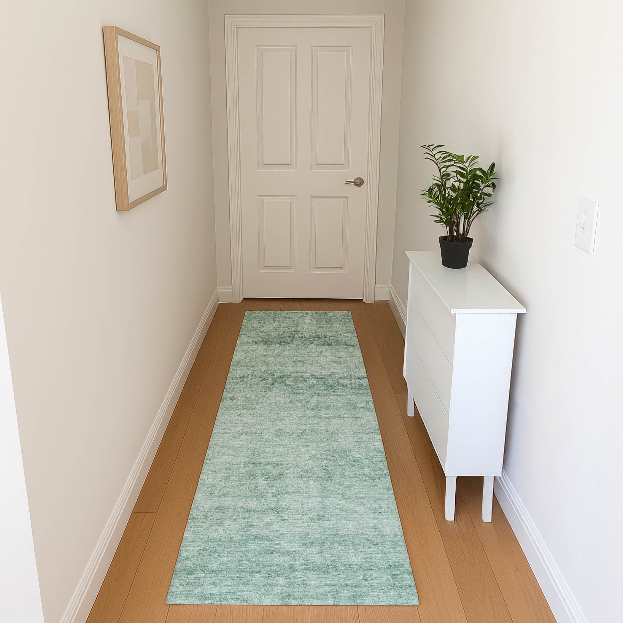 Lima Machine Washable Transitional Aqua Teal Rug 2'3" x 7'6" #shape_Runner