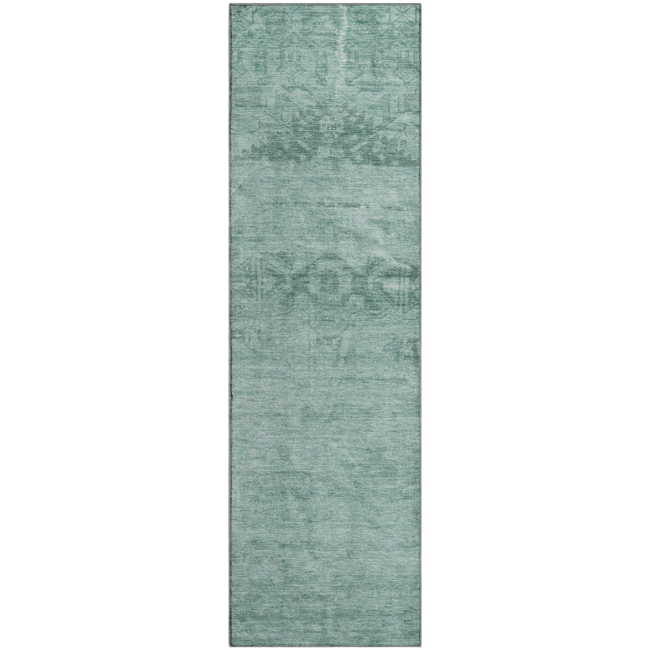 Lima Machine Washable Transitional Aqua Teal Rug 2'3" x 7'6" #shape_Runner