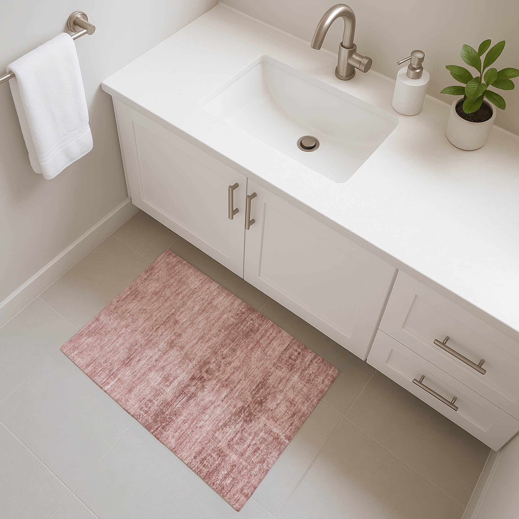 Lima Machine Washable Transitional Blush Pink Rug 1'8" x 2'6" #shape_Rectangle
