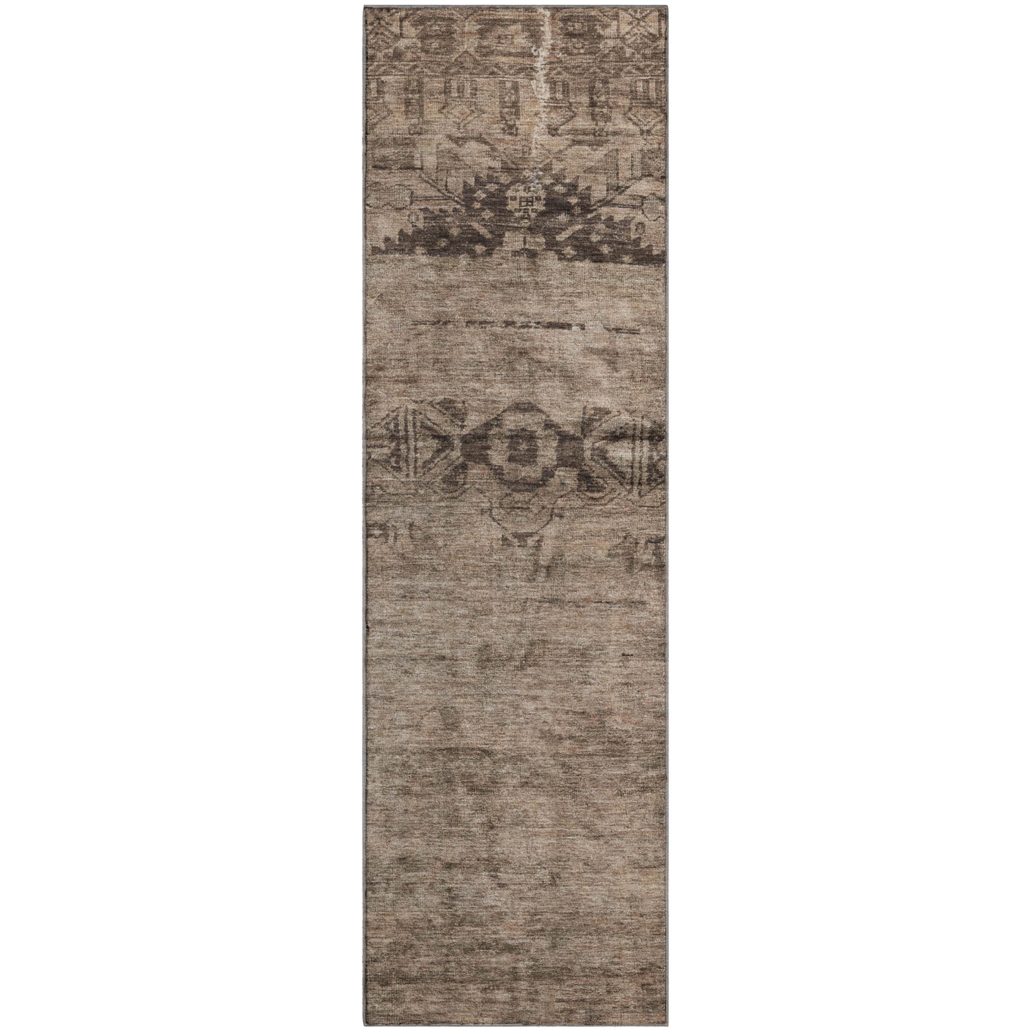 Lima Machine Washable Transitional Brown Rug 2'3" x 7'6" #shape_Runner
