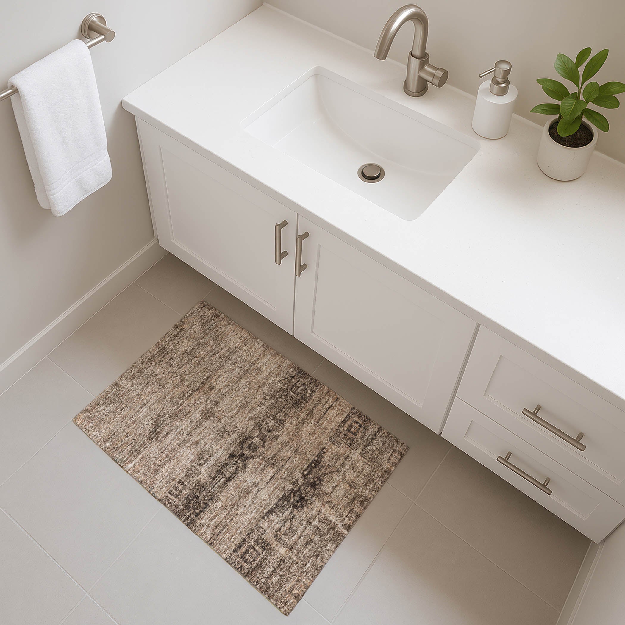 Lima Machine Washable Transitional Brown Rug 1'8" x 2'6" #shape_Rectangle