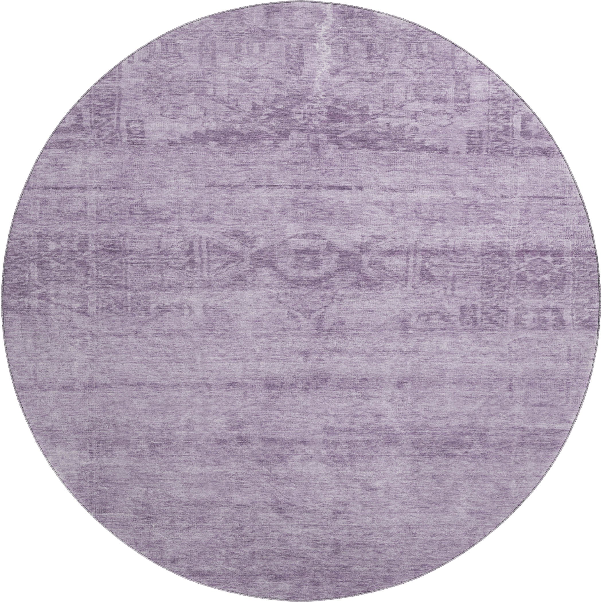 Lima Machine Washable Transitional Plum Purple Rug 8' x 8' #shape_Round