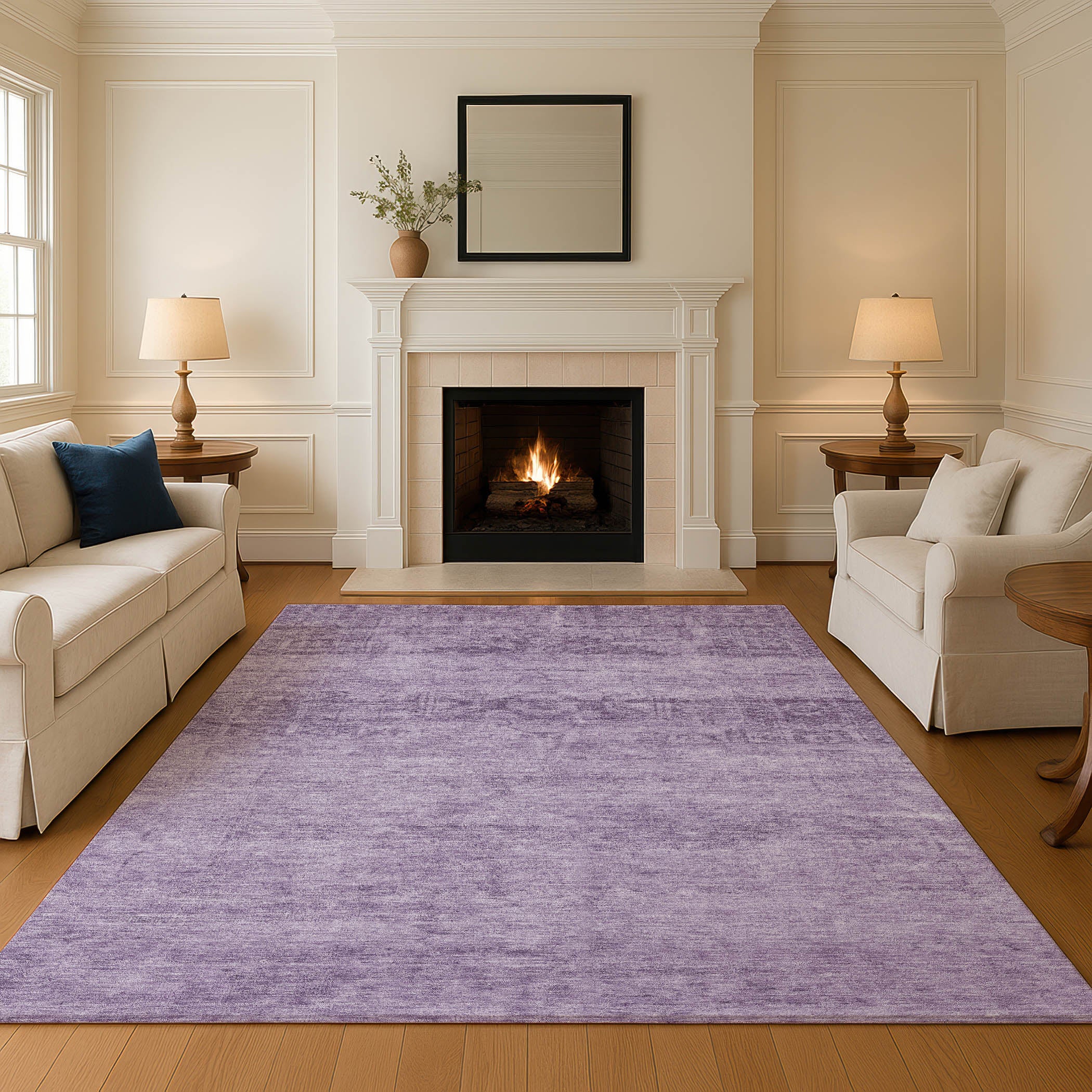 Lima Machine Washable Transitional Plum Purple Rug 2'6" x 3'10" #shape_Rectangle