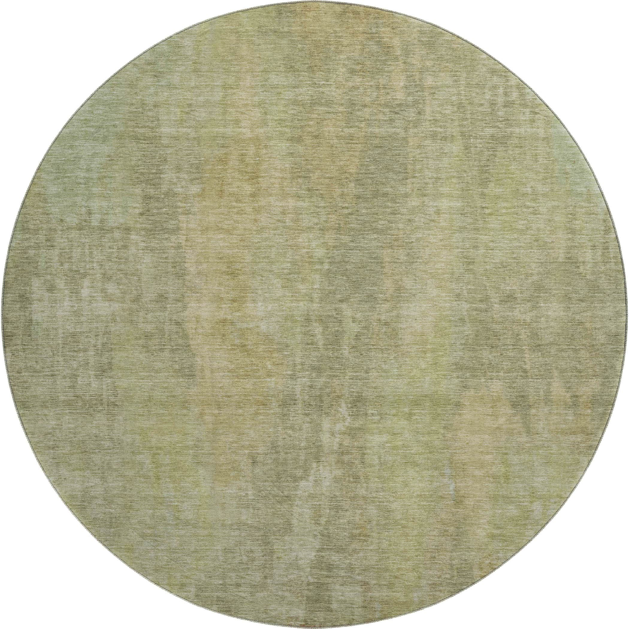 Kathmandu Machine Washable Transitional Aloe Green Rug 8' x 8' #shape_Round