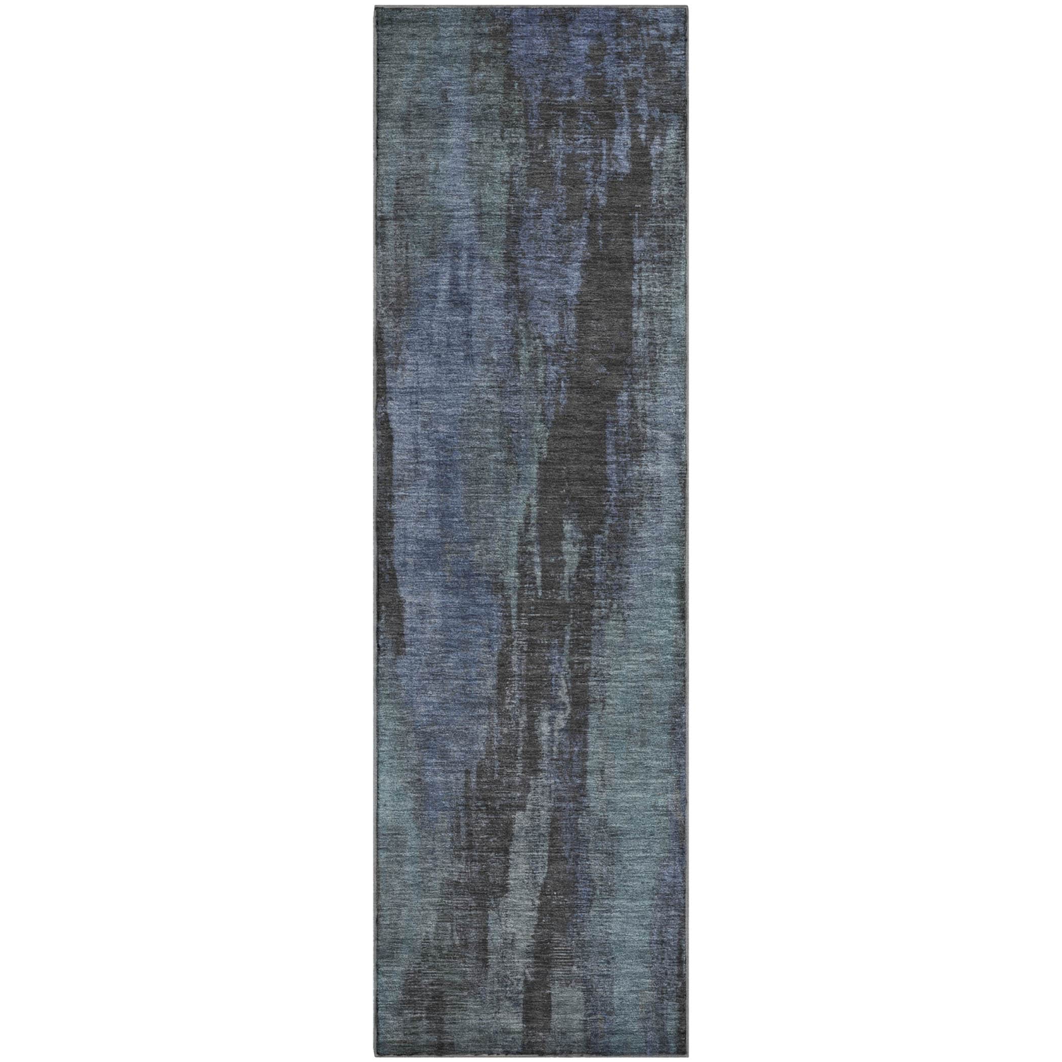 Kathmandu Machine Washable Transitional Blue Rug 2'3" x 7'6" #shape_Runner