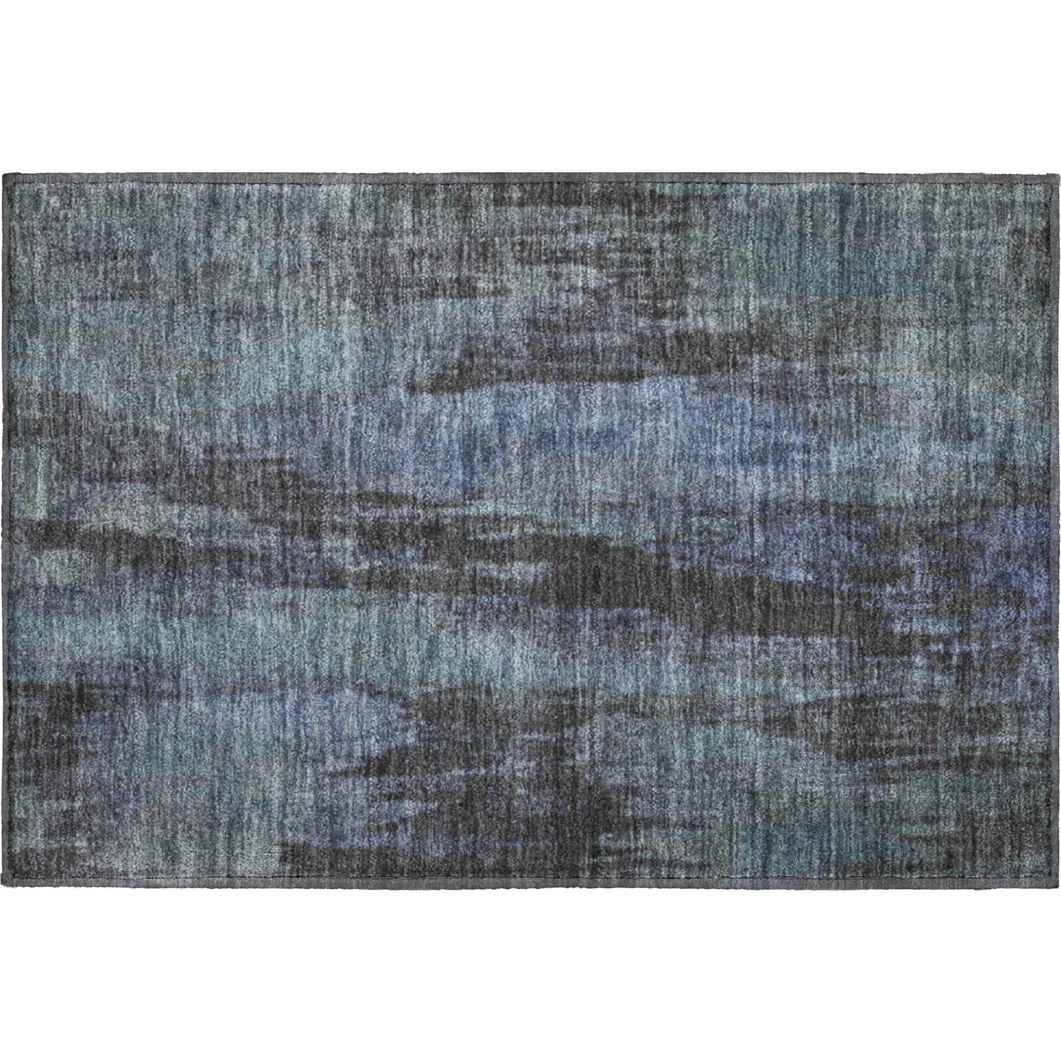 Kathmandu Machine Washable Transitional Blue Rug 1'8" x 2'6" #shape_Rectangle