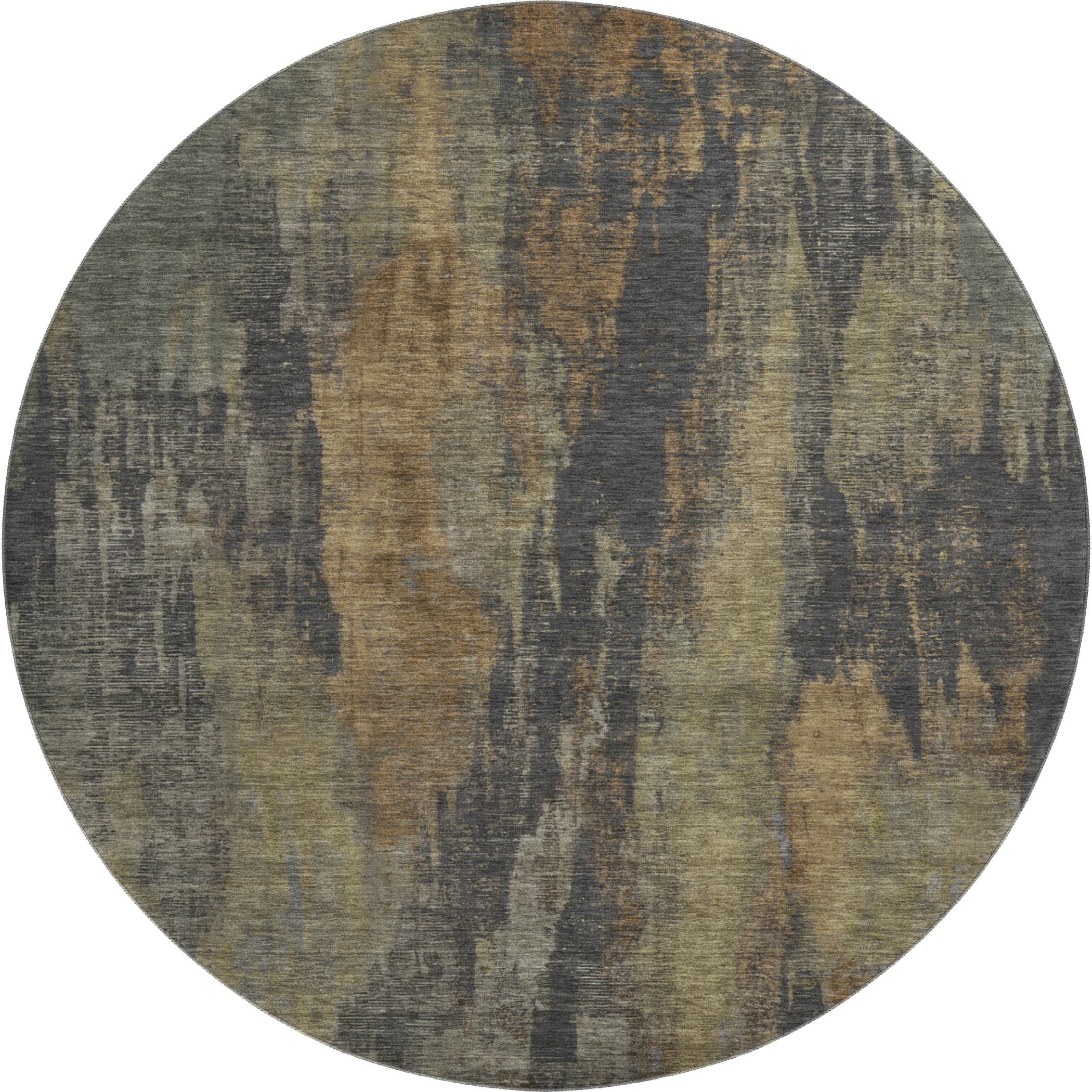 Kathmandu Machine Washable Transitional Charcoal Gray Rug 8' x 8' #shape_Round