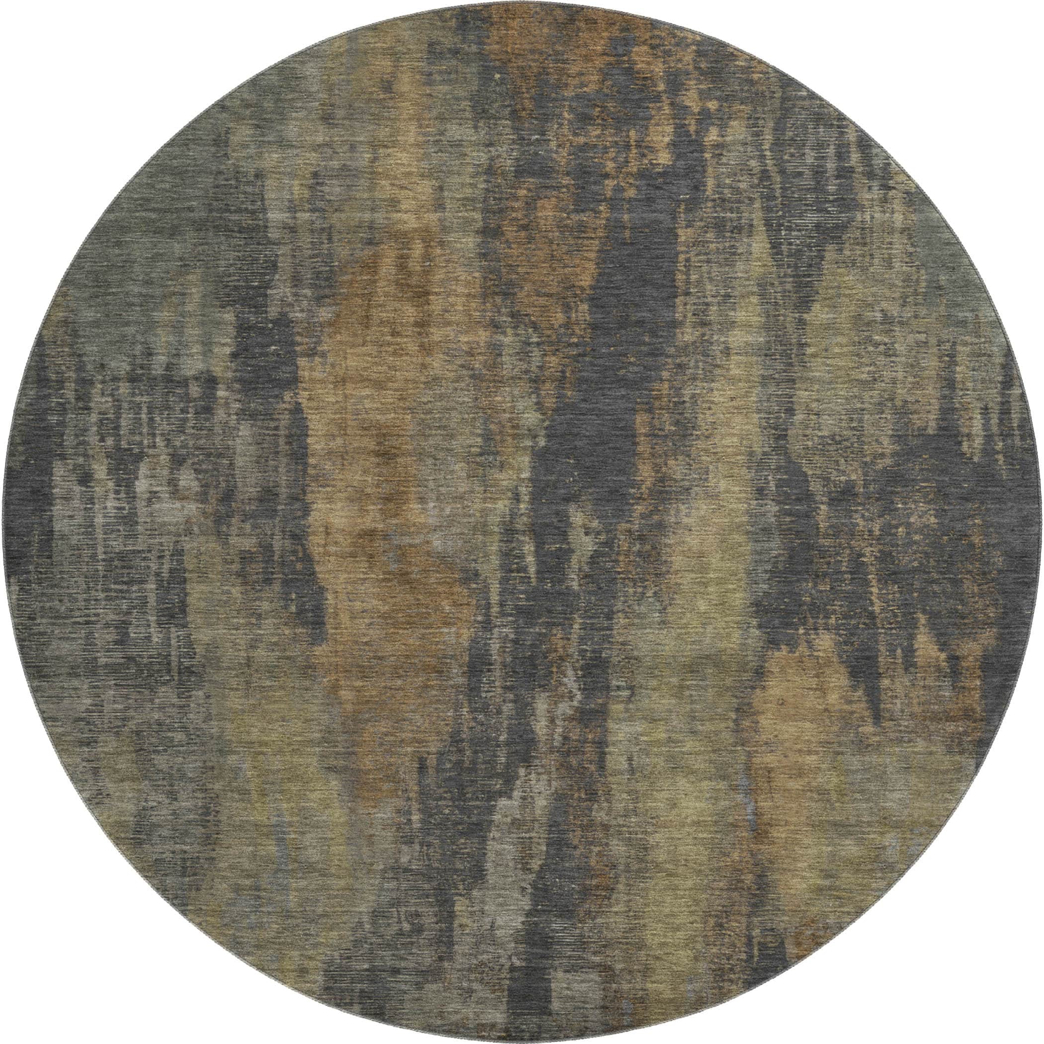 Kathmandu Machine Washable Transitional Charcoal Gray Rug 8' x 8' #shape_Round