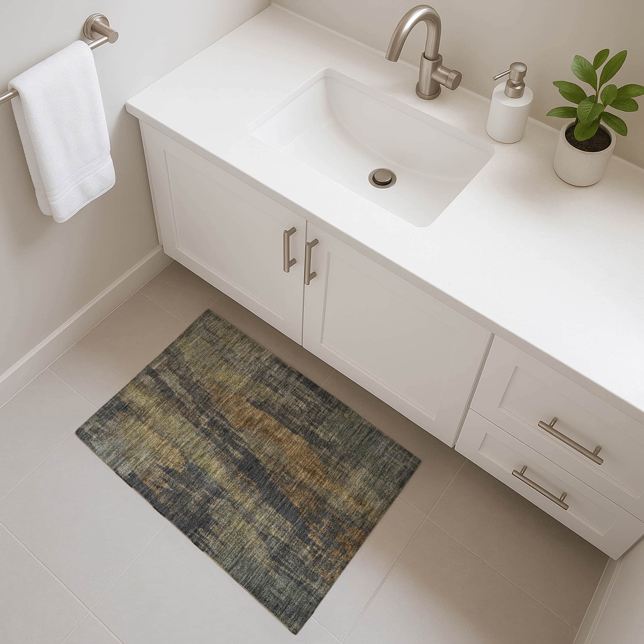 Kathmandu Machine Washable Transitional Charcoal Gray Rug 1'8" x 2'6" #shape_Rectangle