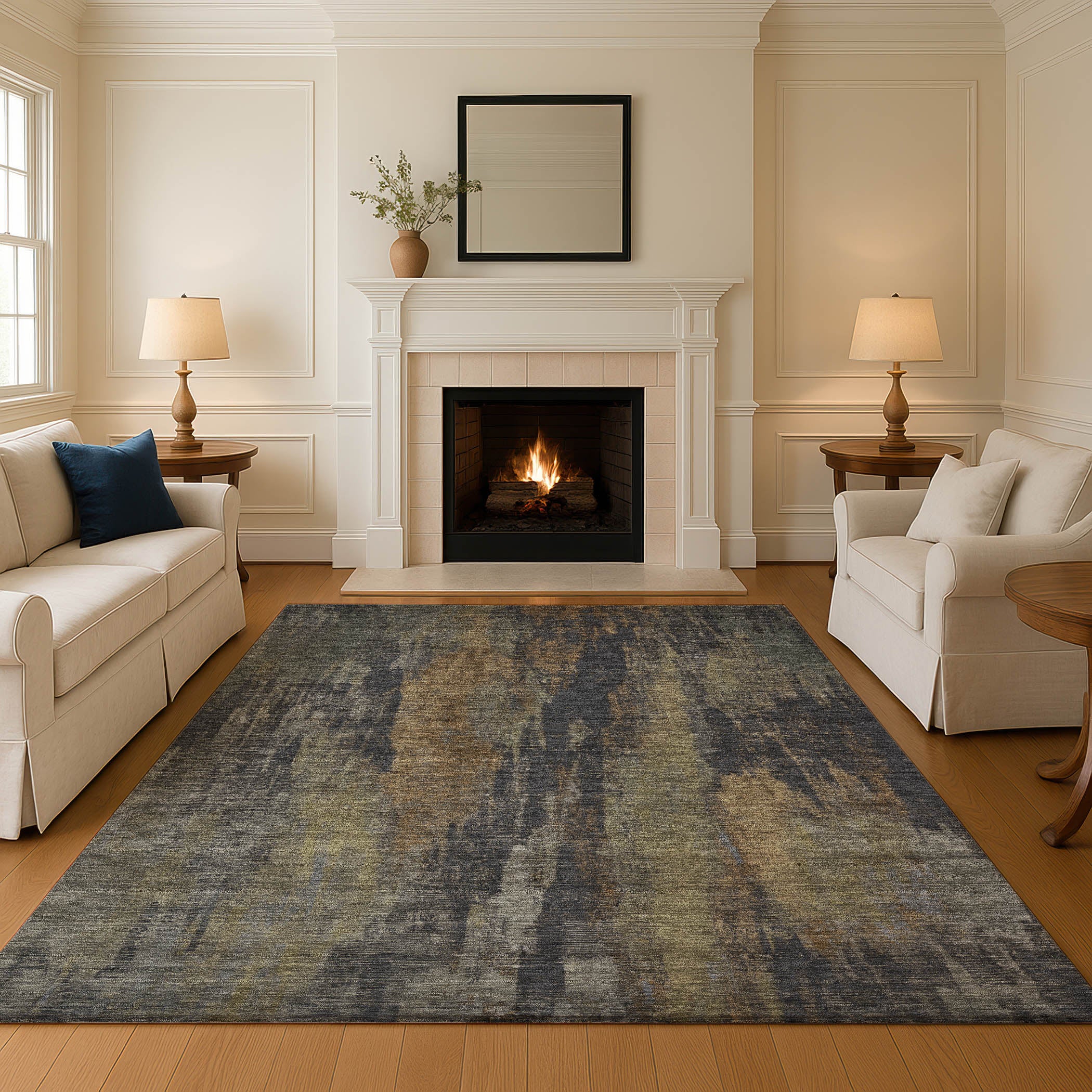 Kathmandu Machine Washable Transitional Charcoal Gray Rug 2'6" x 3'10" #shape_Rectangle