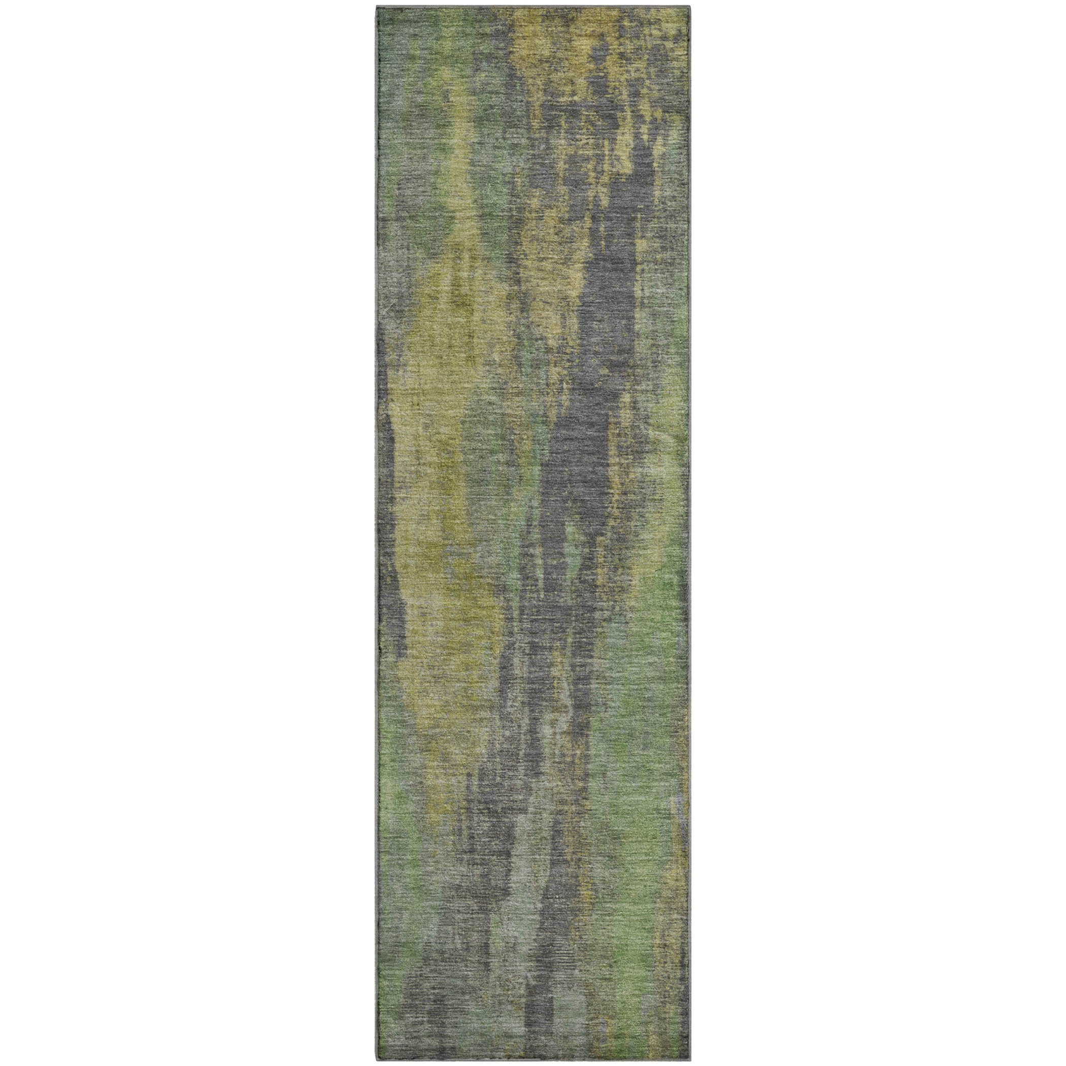 Kathmandu Machine Washable Transitional Green Rug 2'3" x 7'6" #shape_Runner