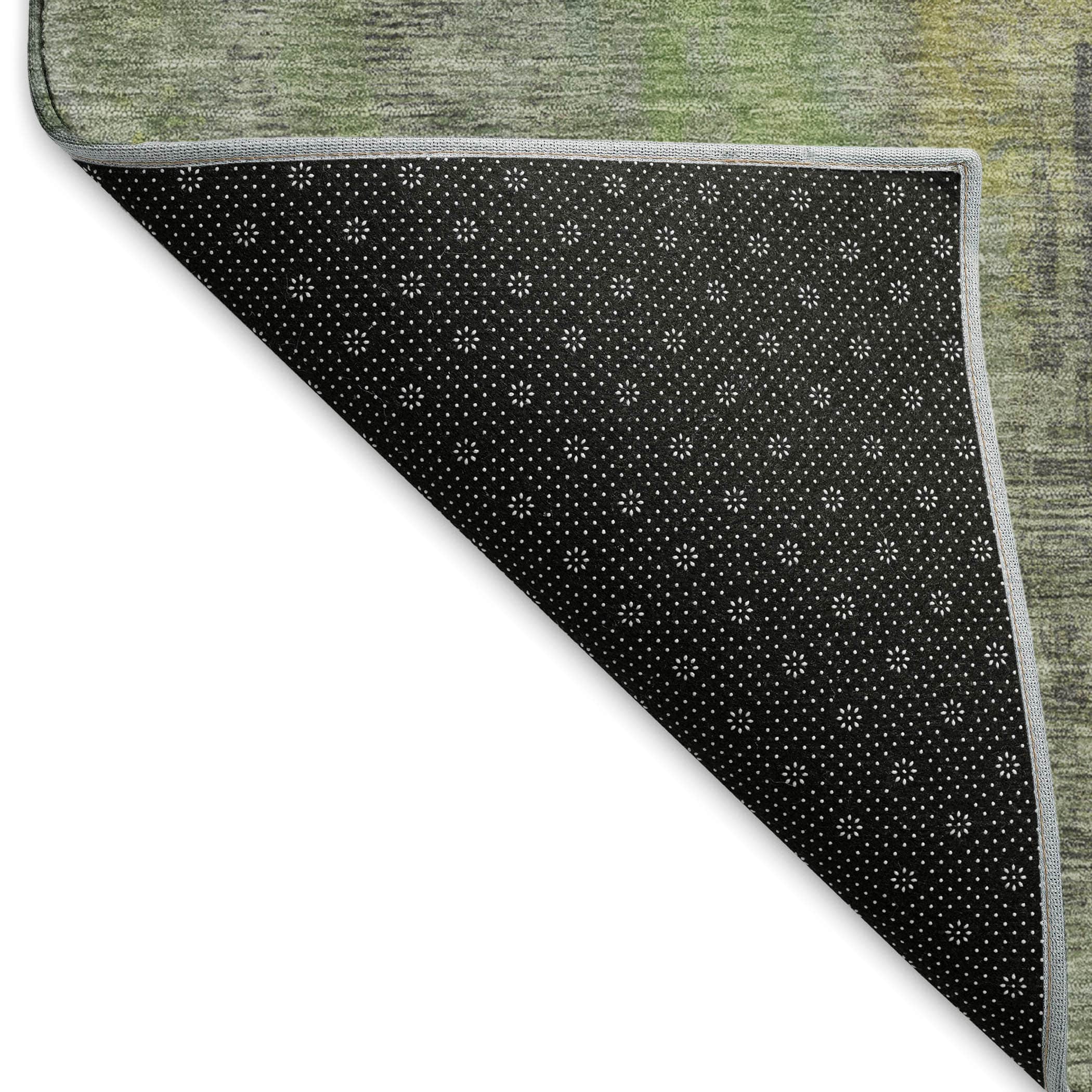 Kathmandu Machine Washable Transitional Green Rug 1'8" x 2'6" #shape_Rectangle
