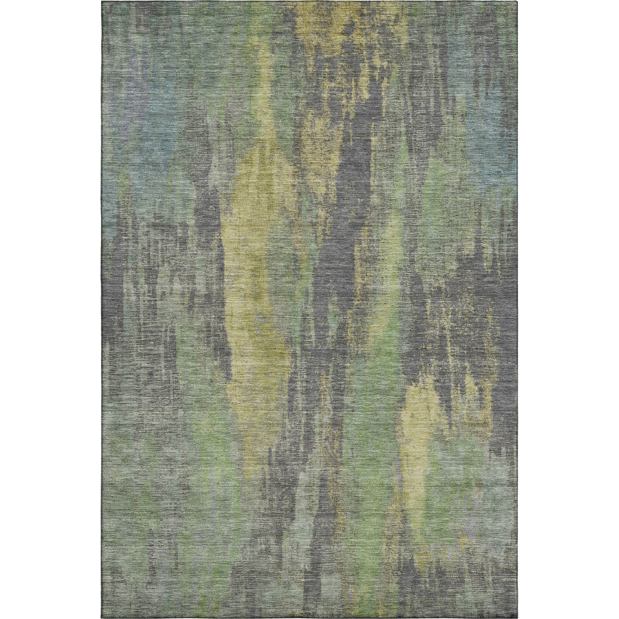 Kathmandu Machine Washable Transitional Green Rug 2'6" x 3'10" #shape_Rectangle