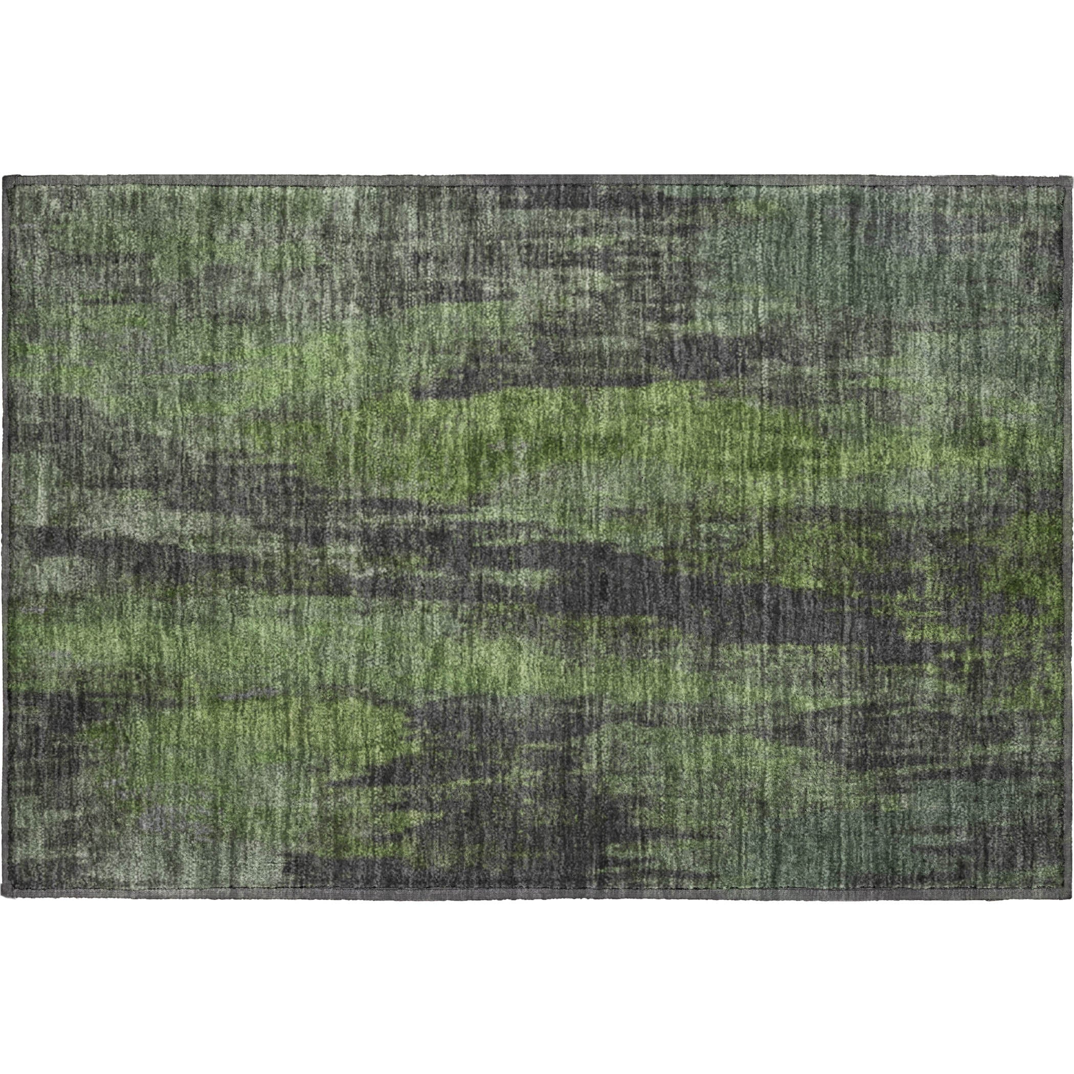 Kathmandu Machine Washable Transitional Olive Green Rug 1'8" x 2'6" #shape_Rectangle