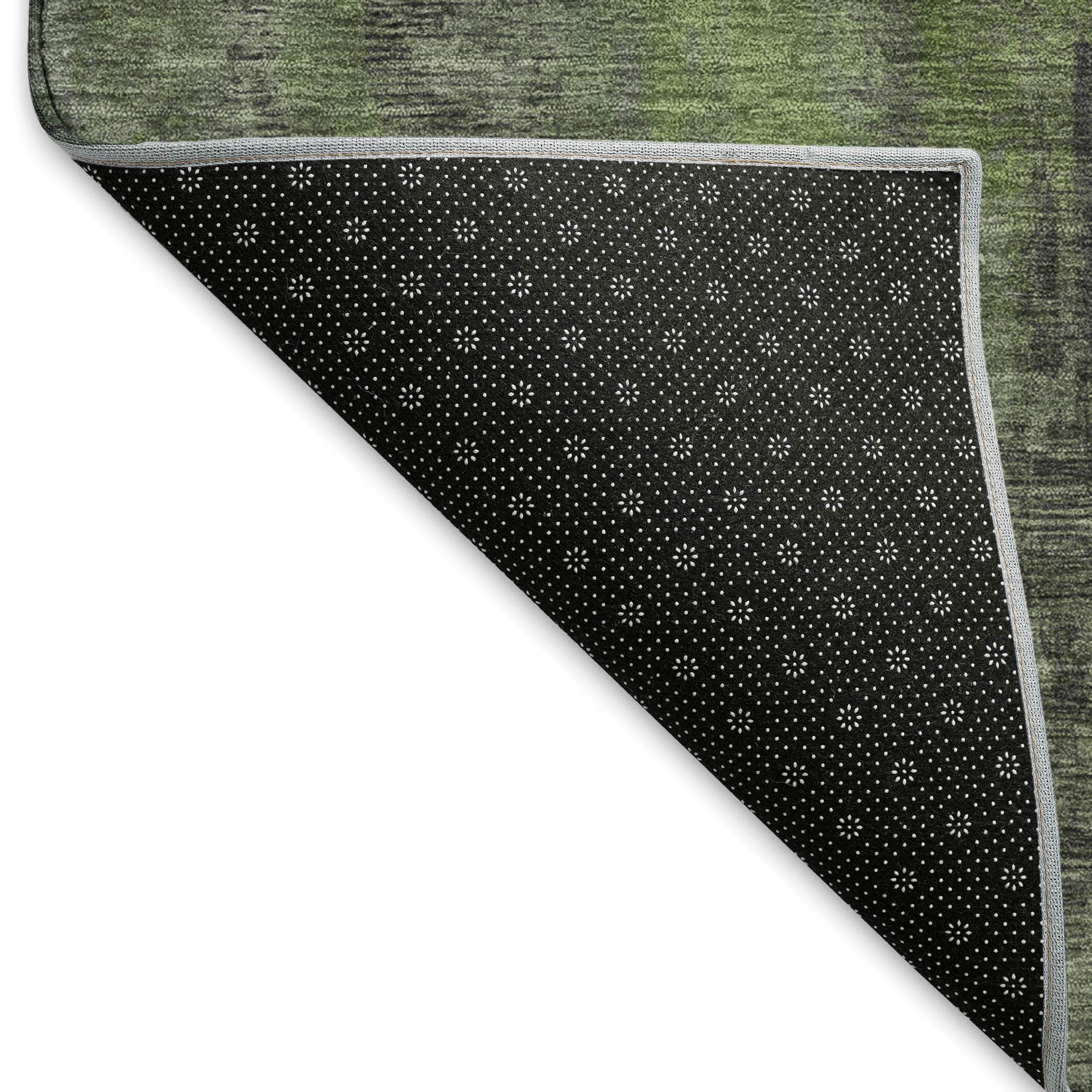 Kathmandu Machine Washable Transitional Olive Green Rug 1'8" x 2'6" #shape_Rectangle