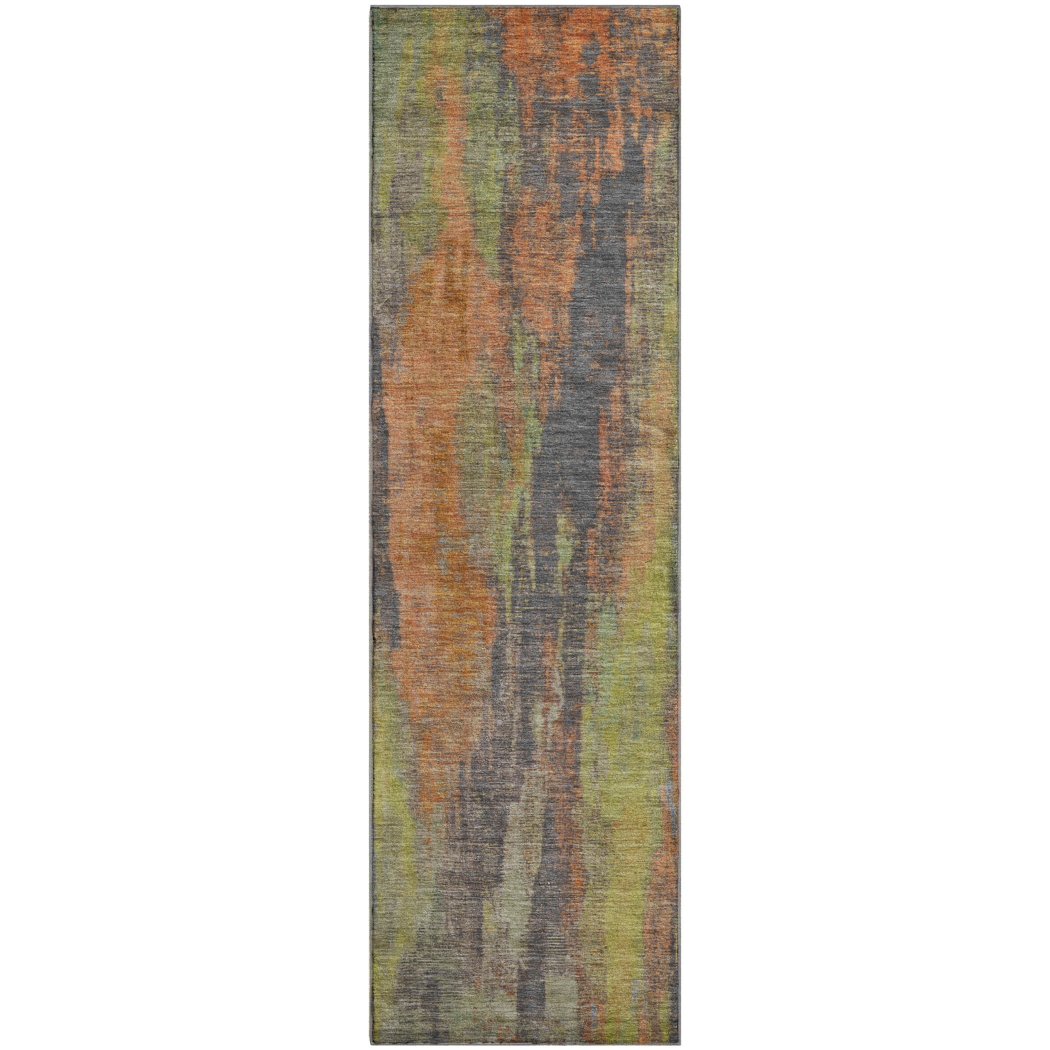 Kathmandu Machine Washable Transitional Orange Rug 2'3" x 7'6" #shape_Runner