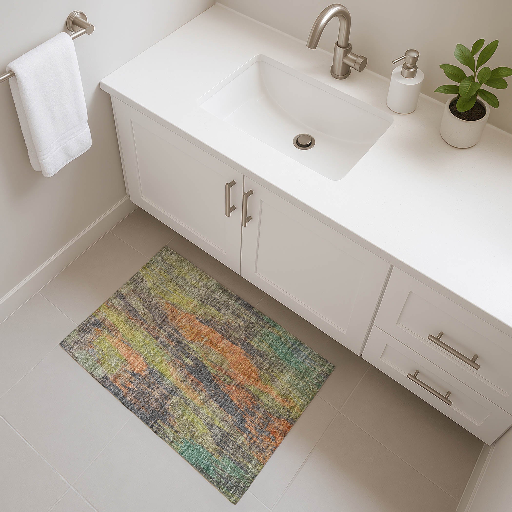 Kathmandu Machine Washable Transitional Orange Rug 1'8" x 2'6" #shape_Rectangle