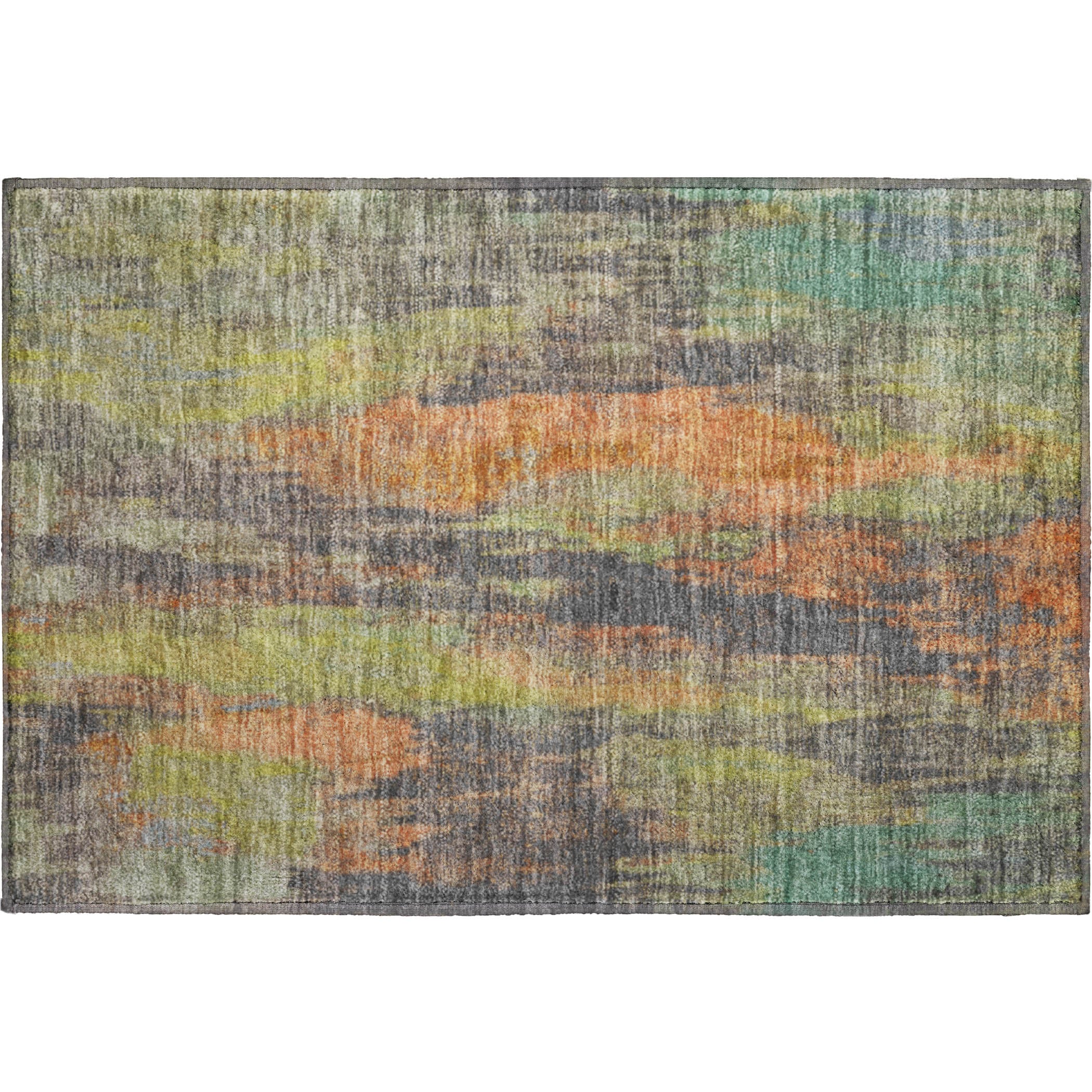 Kathmandu Machine Washable Transitional Orange Rug 1'8" x 2'6" #shape_Rectangle