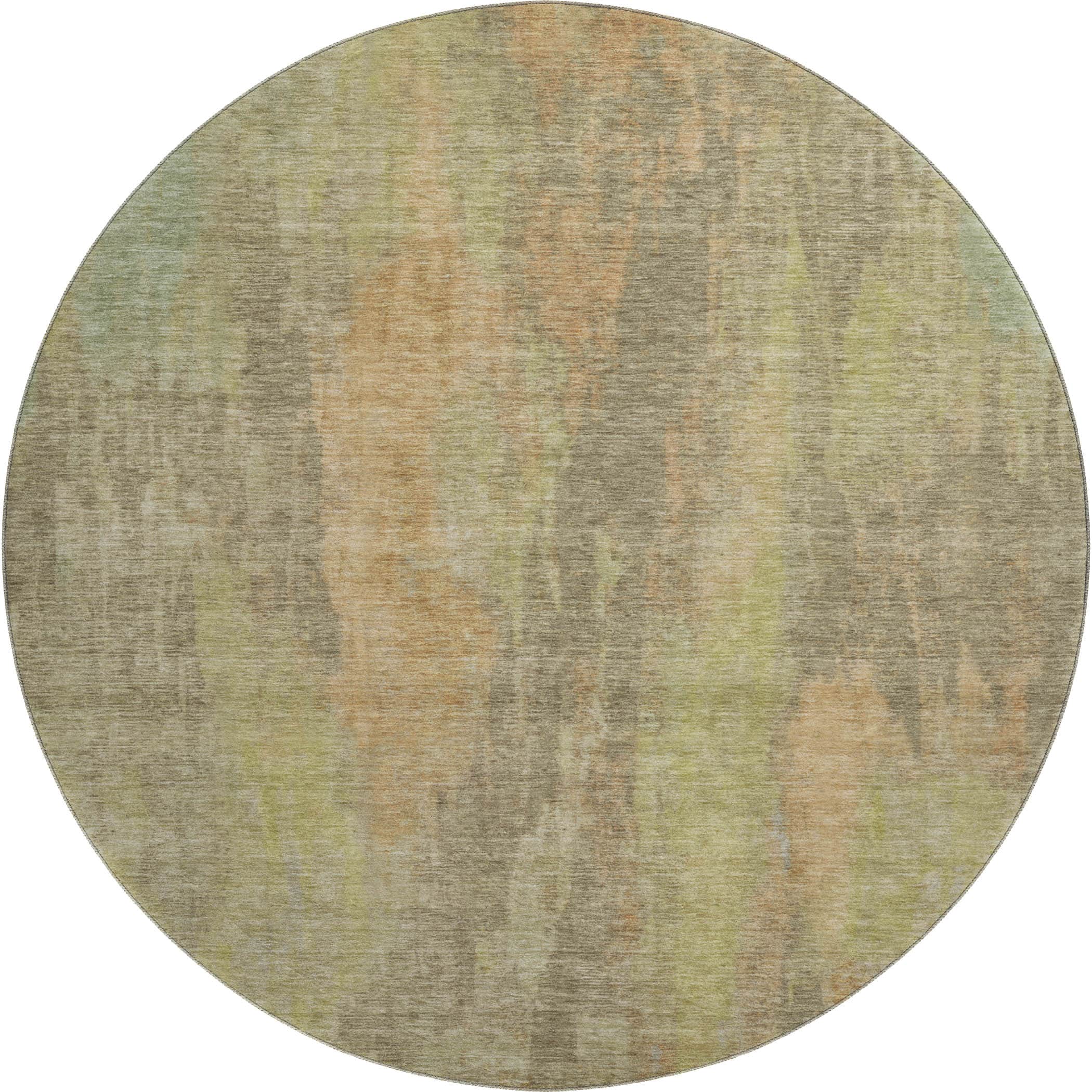 Kathmandu Machine Washable Transitional Taupe Brown Rug 8' x 8' #shape_Round