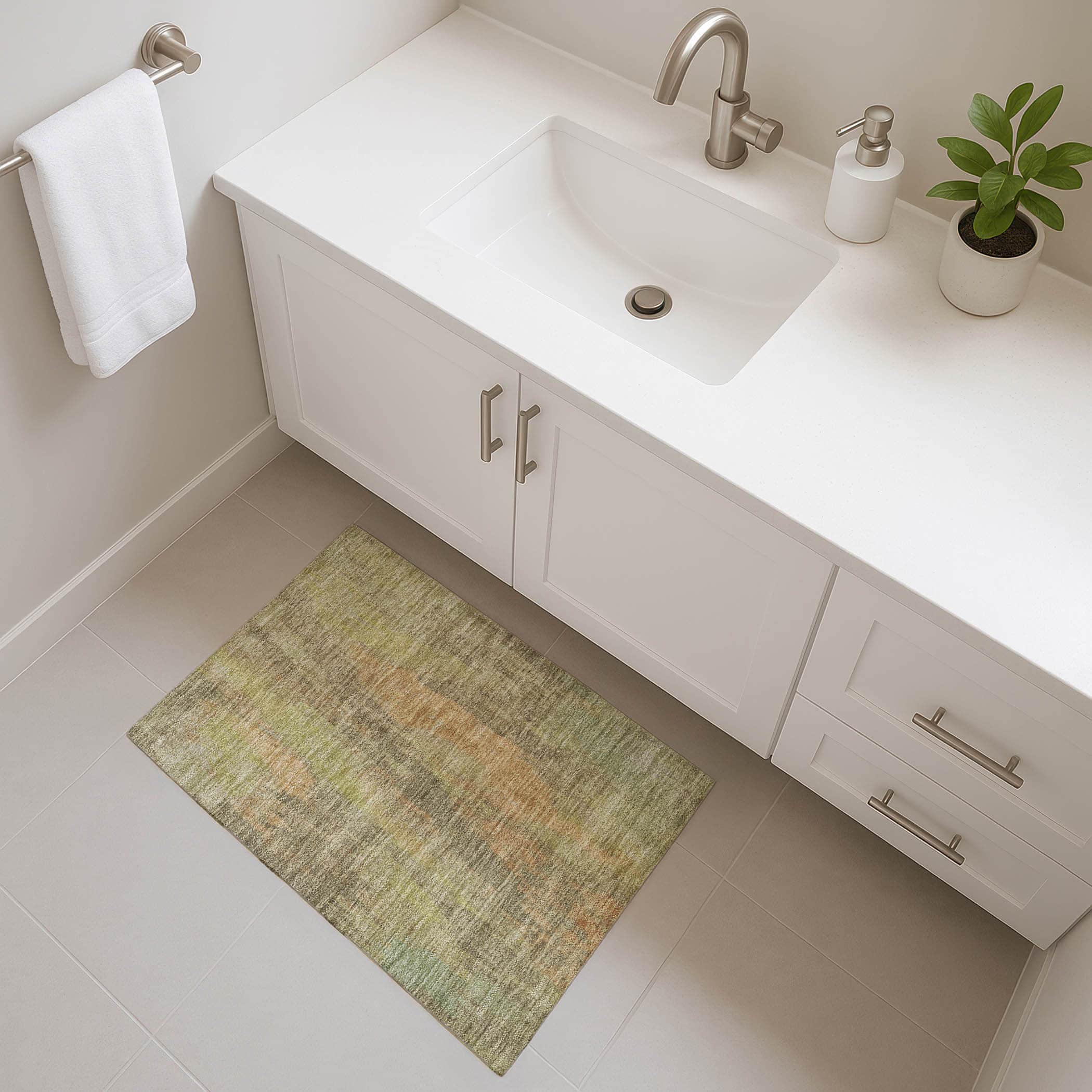 Kathmandu Machine Washable Transitional Taupe Brown Rug 1'8" x 2'6" #shape_Rectangle