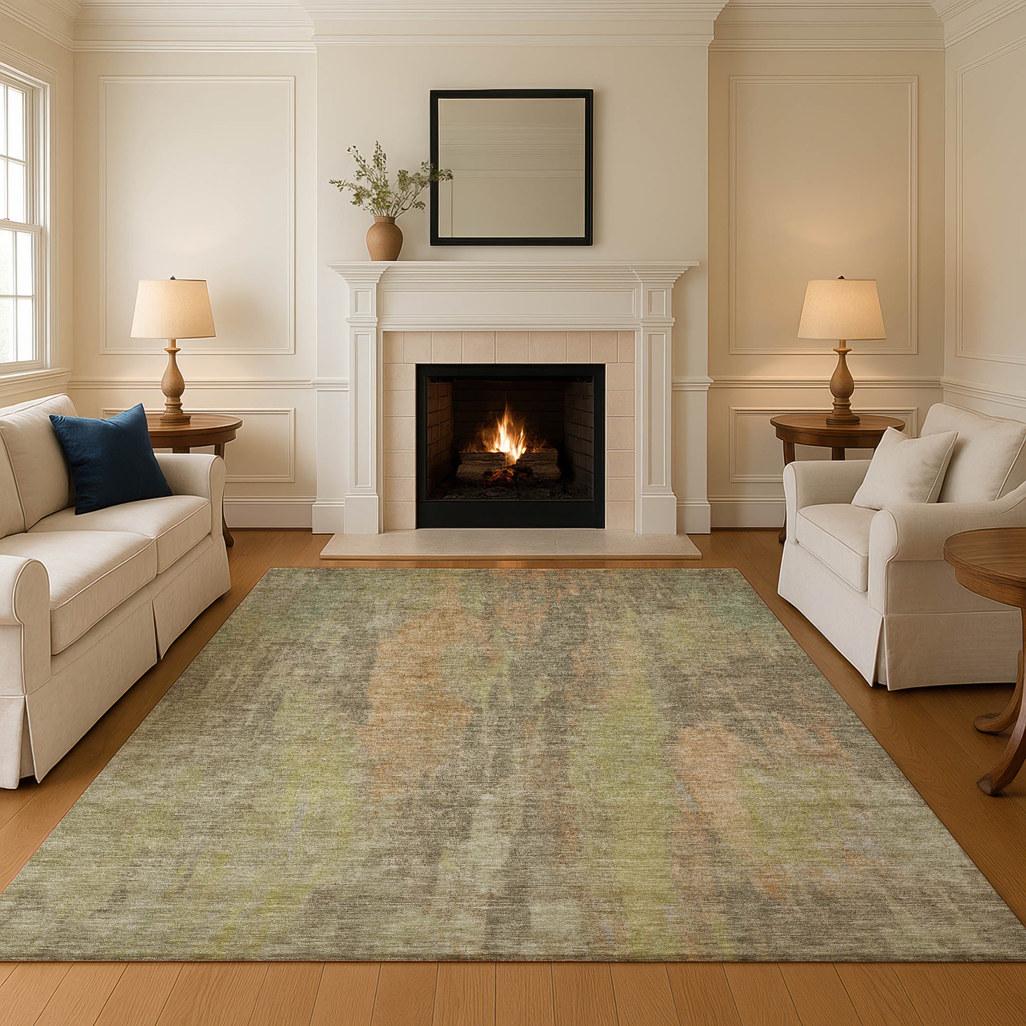 Kathmandu Machine Washable Transitional Taupe Brown Rug 2'6" x 3'10" #shape_Rectangle