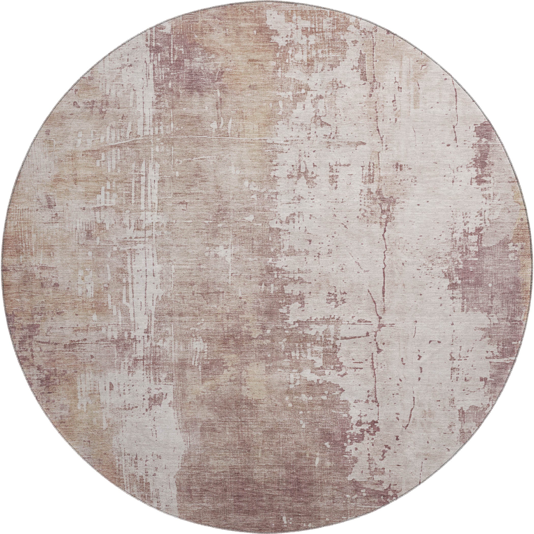 Bogota Machine Washable Transitional Blush Pink Rug 8' x 8' #shape_Round