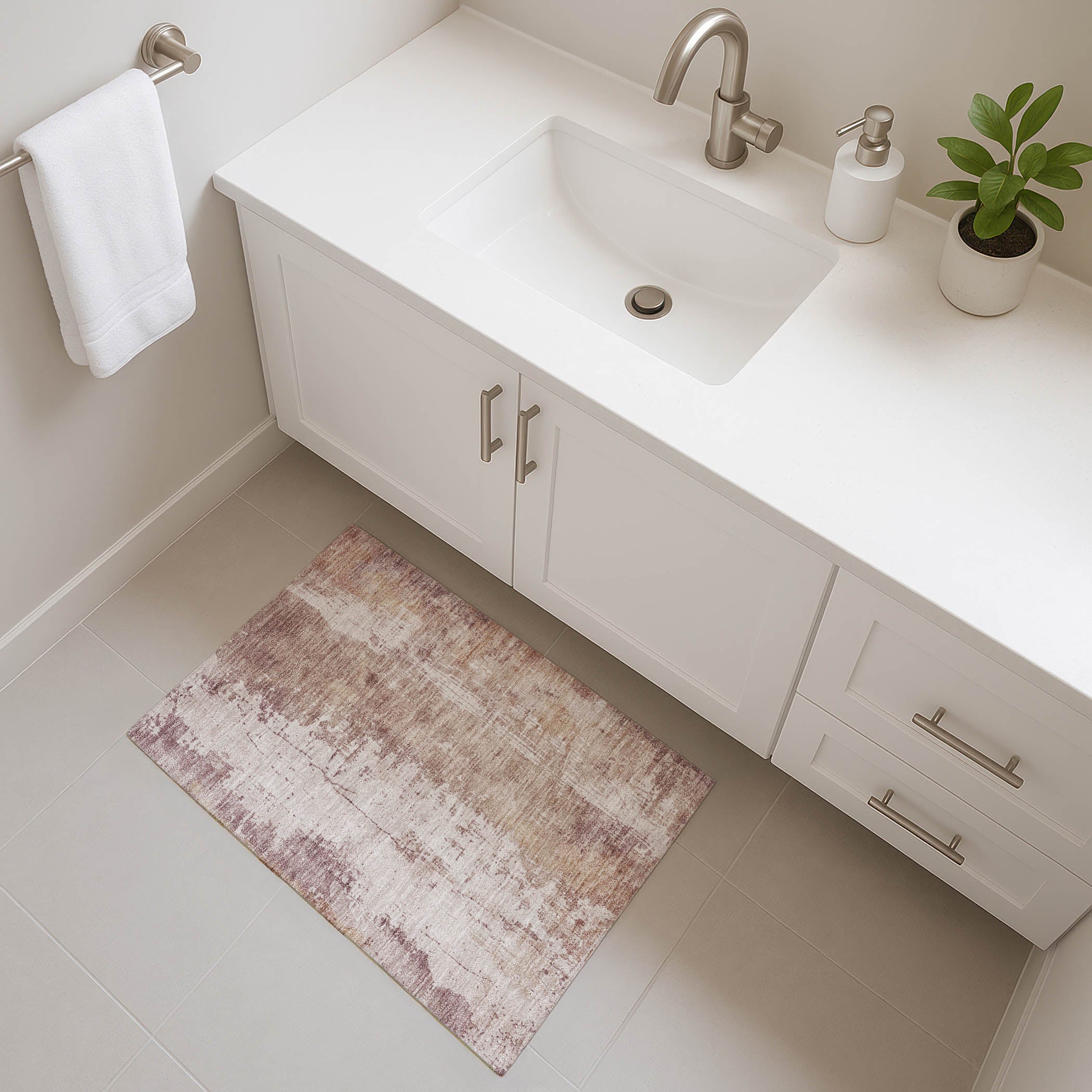 Bogota Machine Washable Transitional Blush Pink Rug 1'8" x 2'6" #shape_Rectangle