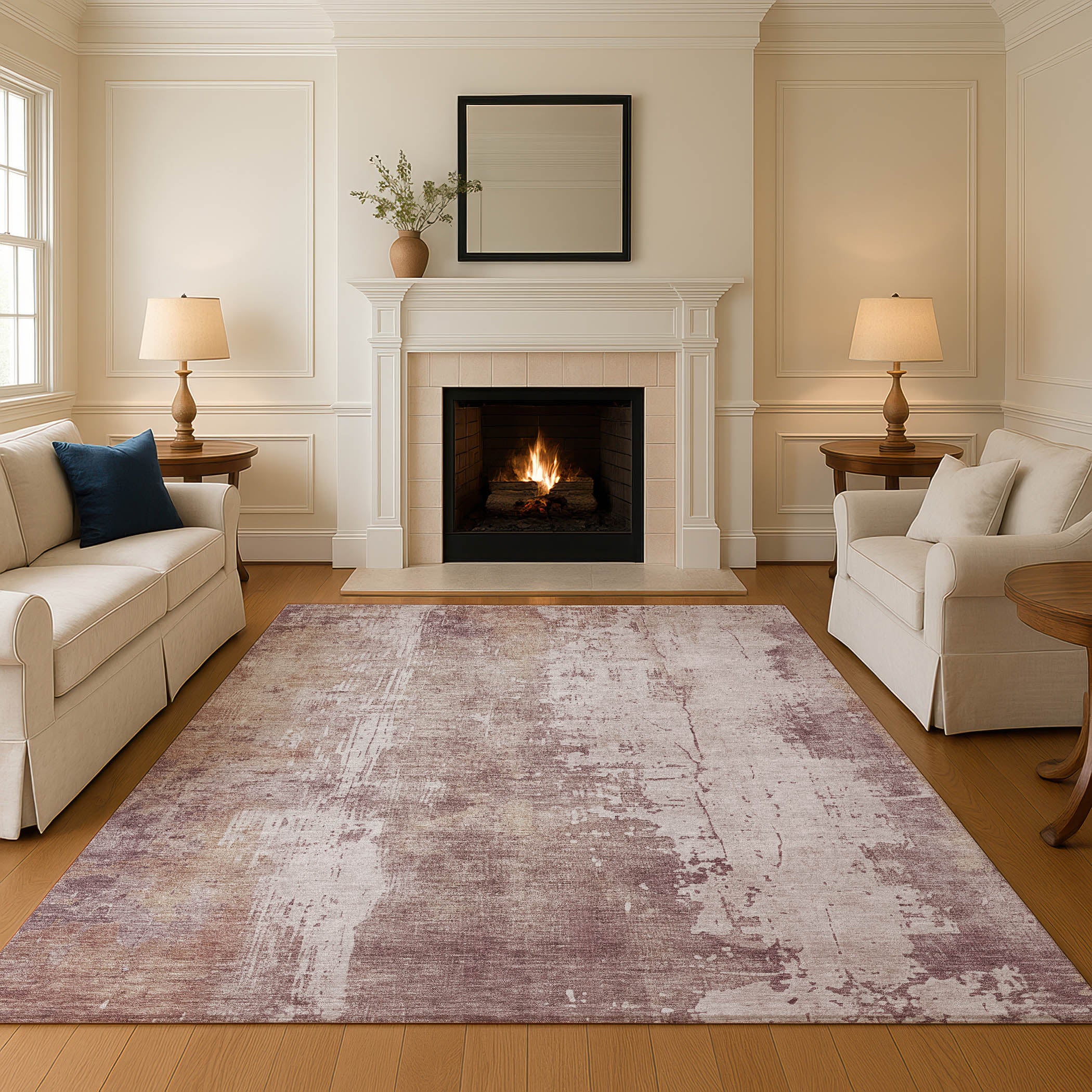 Bogota Machine Washable Transitional Blush Pink Rug 2'6" x 3'10" #shape_Rectangle