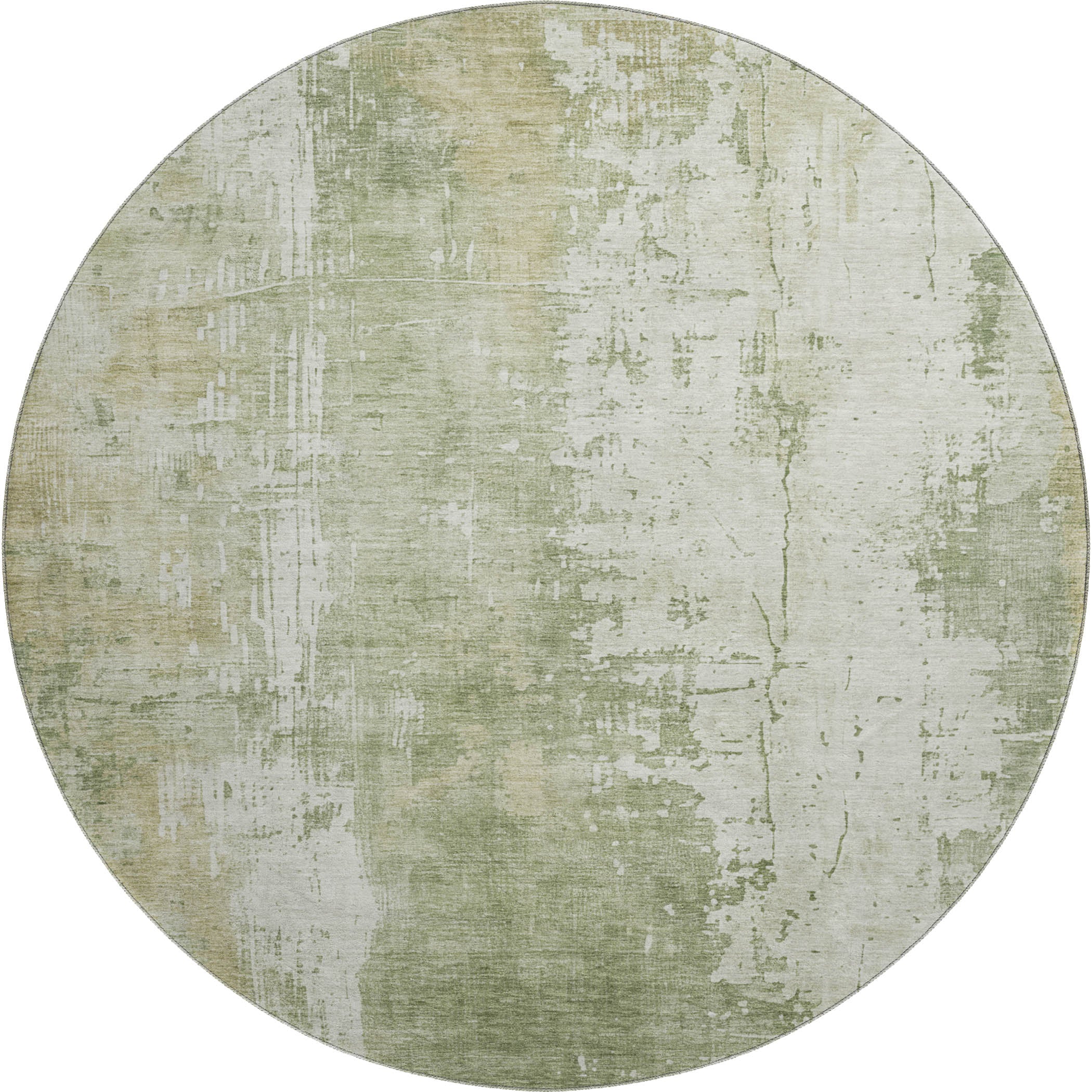 Bogota Machine Washable Transitional Sage Green Rug 8' x 8' #shape_Round