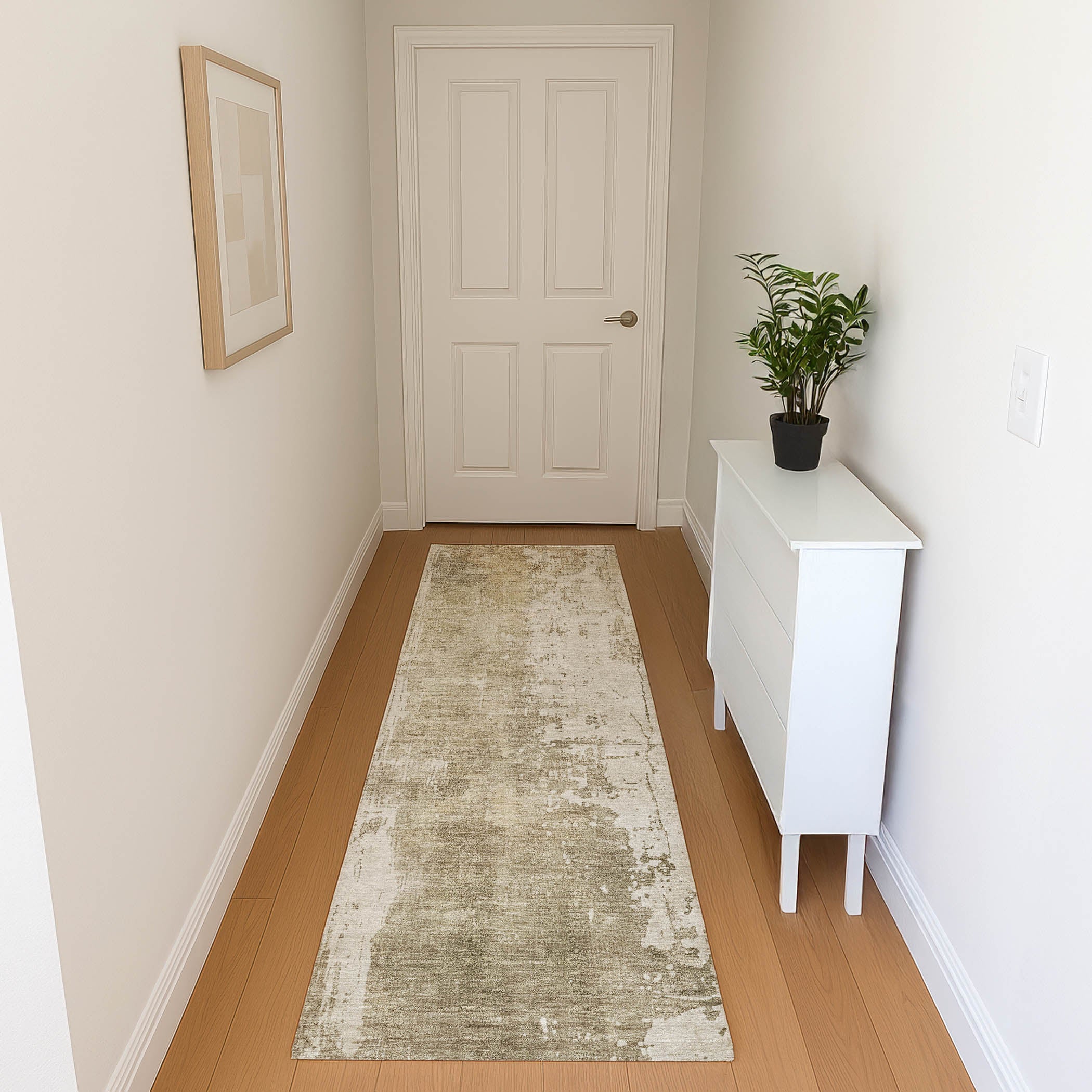 Bogota Machine Washable Transitional Taupe Brown Rug 2'3" x 7'6" #shape_Runner