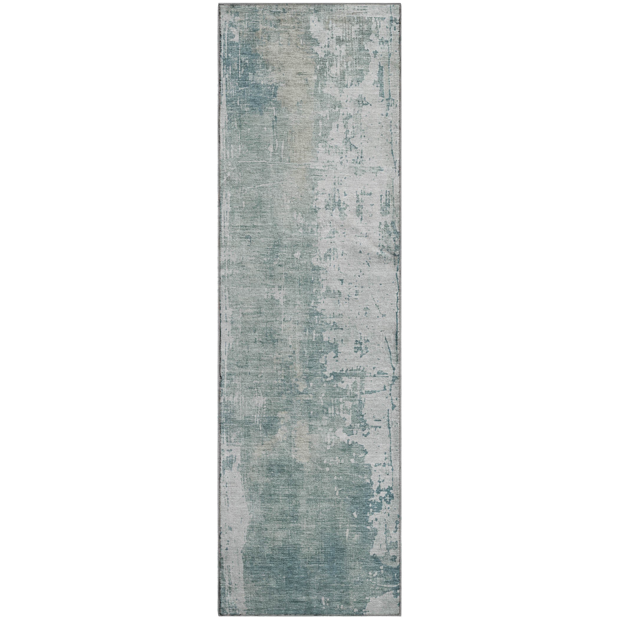 Bogota Machine Washable Transitional Turquoise Teal Rug 2'3" x 7'6" #shape_Runner