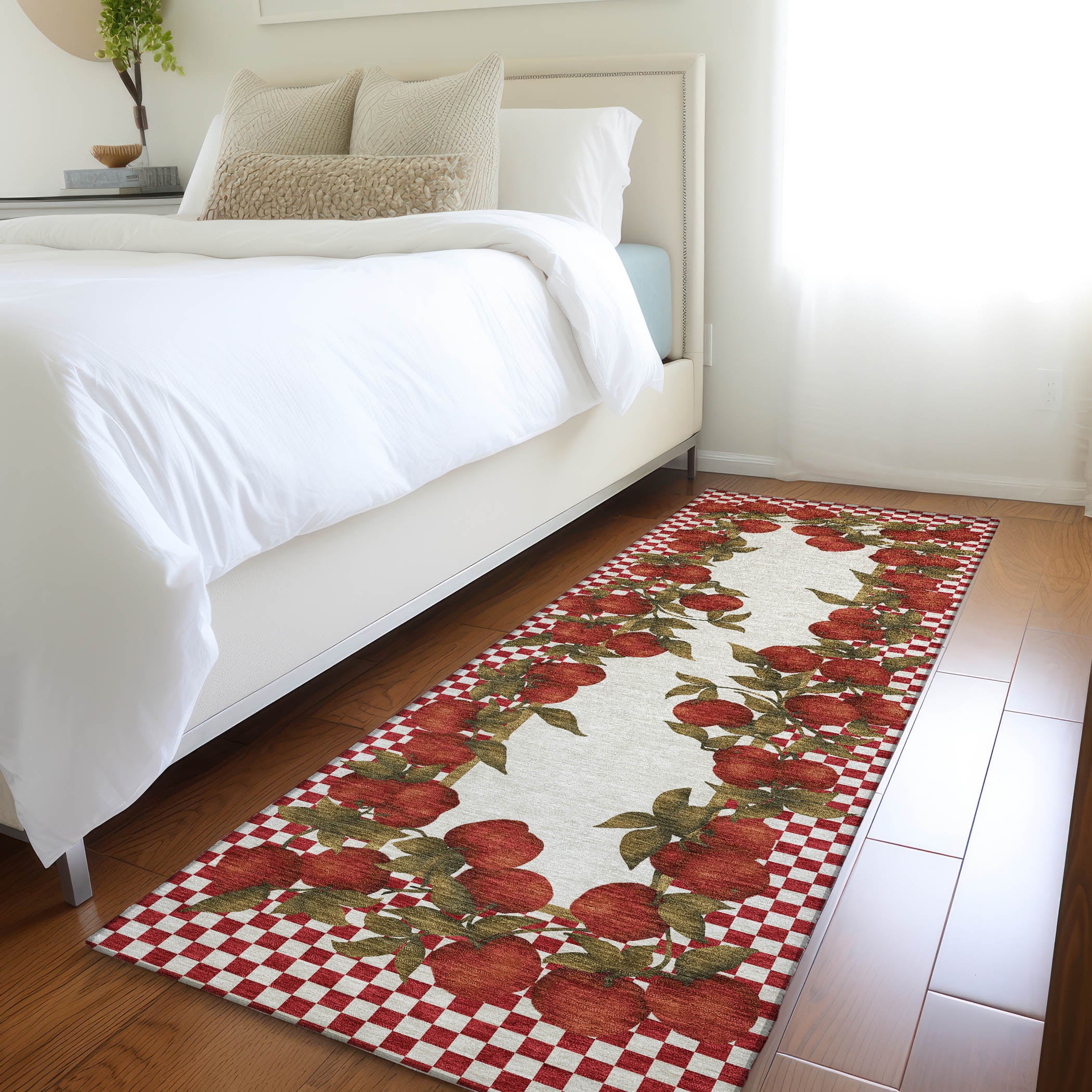 Rome Machine Washable Kitchen Apple Red Rug 2'3" x 7'6" #shape_Runner