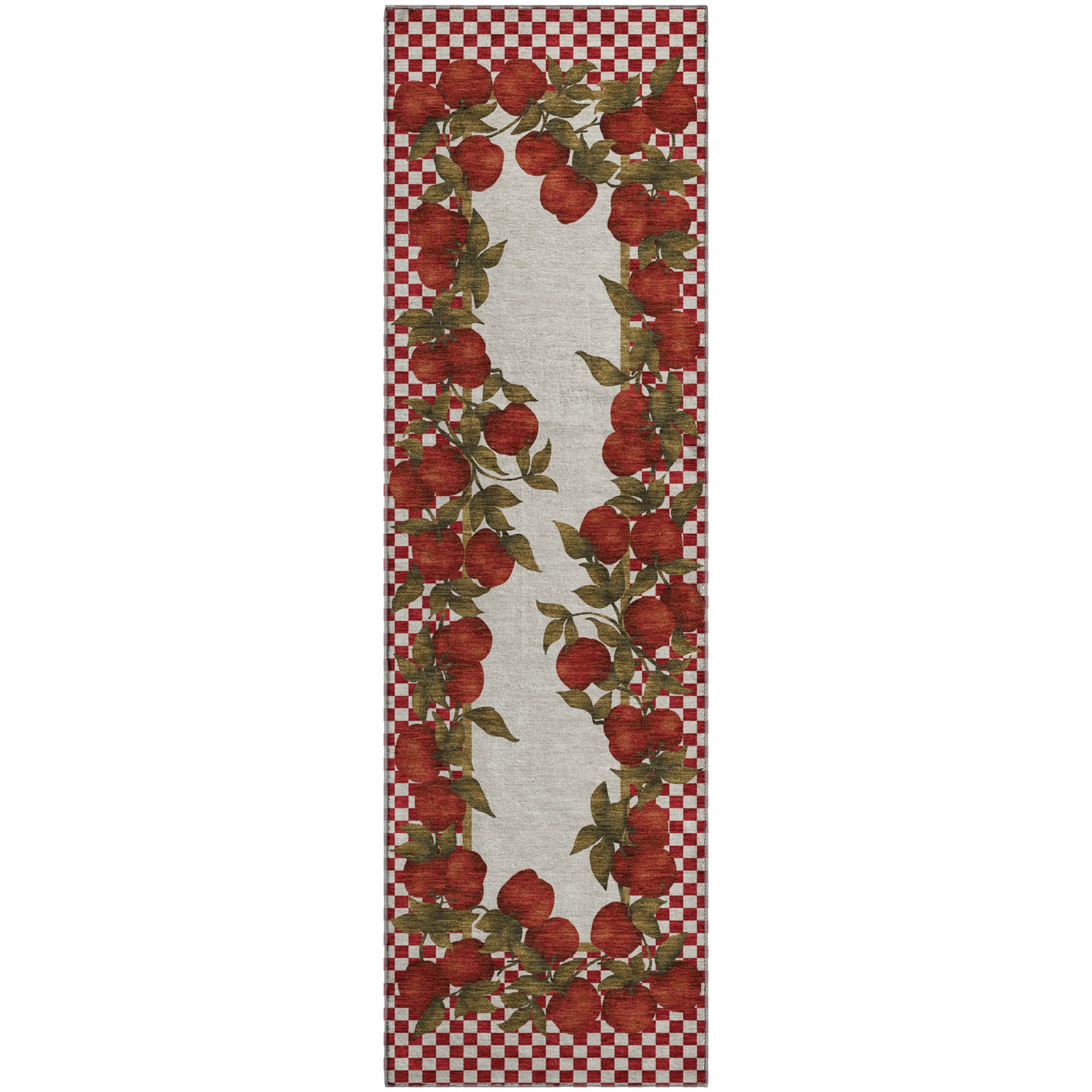 Rome Machine Washable Kitchen Apple Red Rug 2'3" x 7'6" #shape_Runner