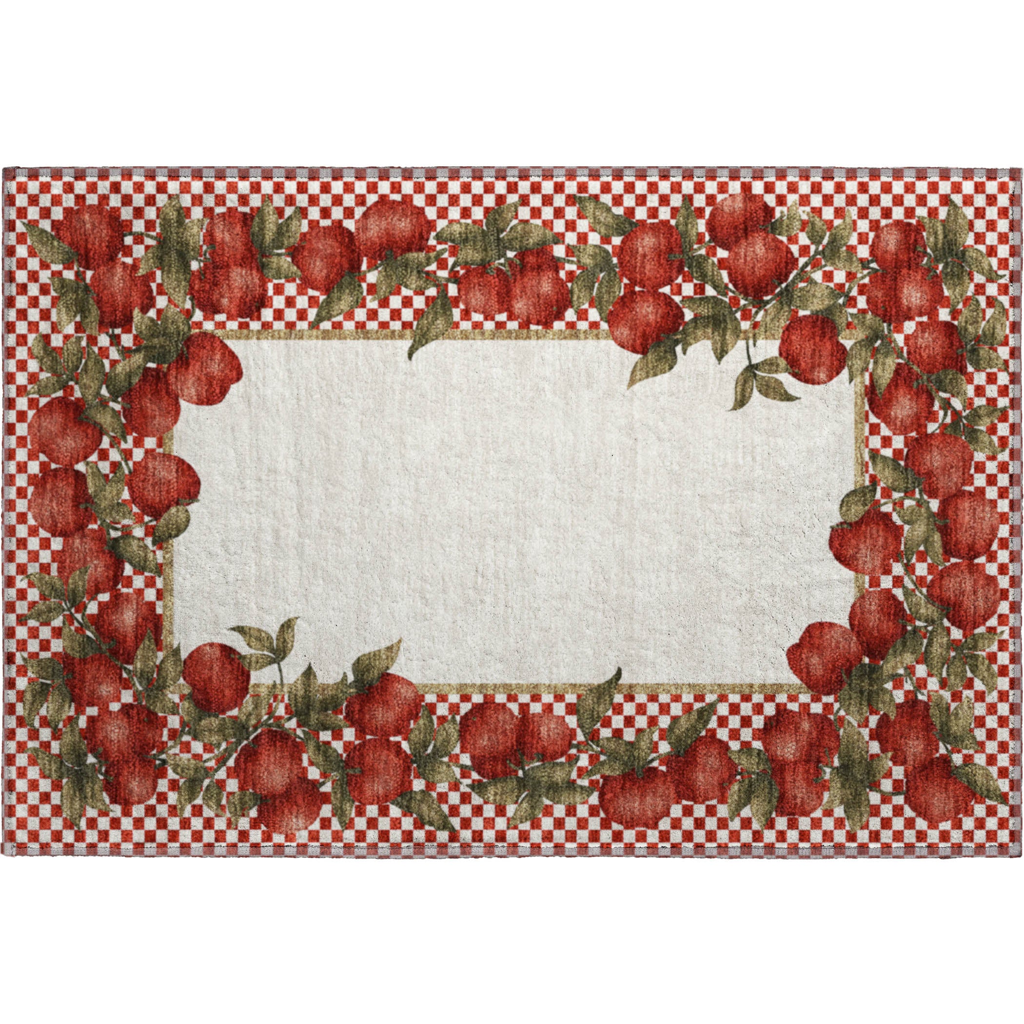 Rome Machine Washable Kitchen Apple Red Rug 1'8" x 2'6" #shape_Rectangle