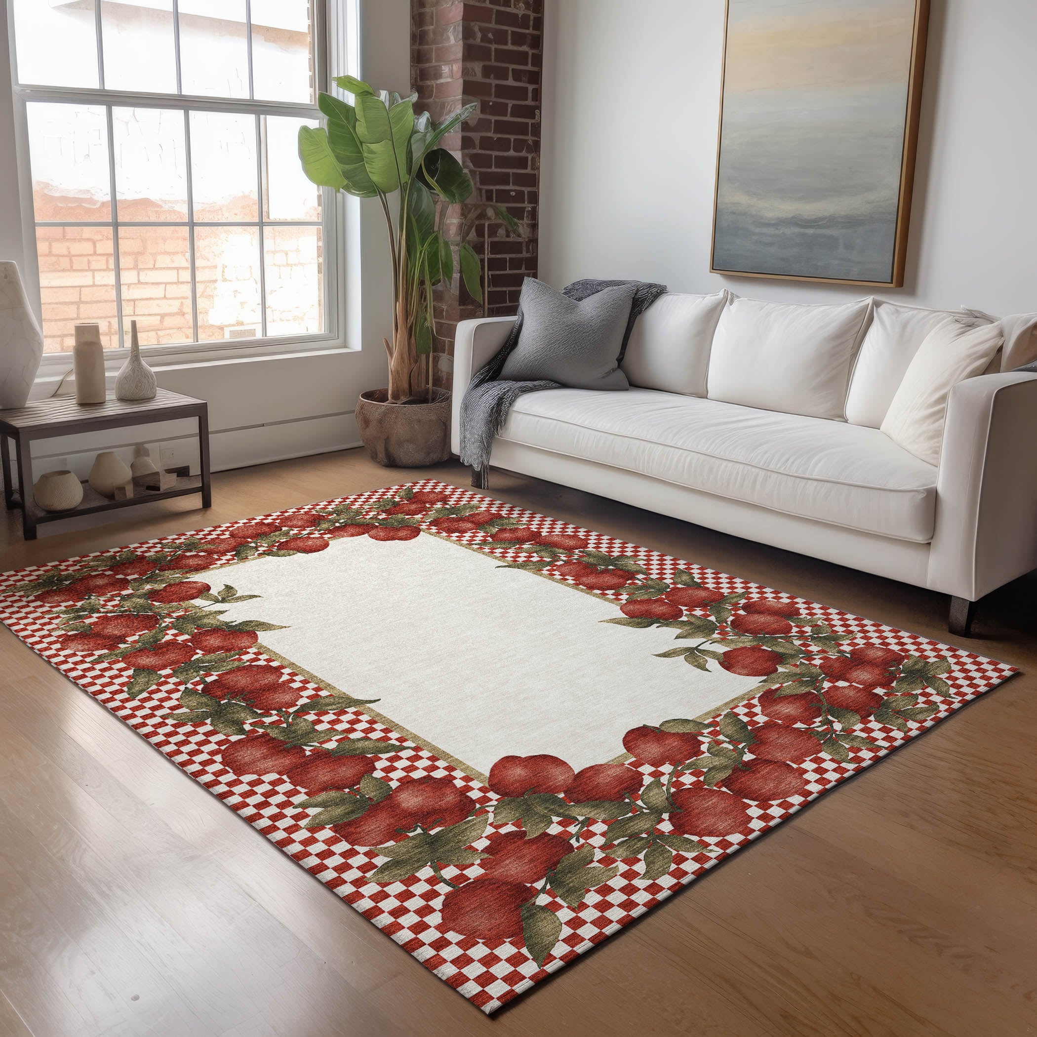 Rome Machine Washable Kitchen Apple Red Rug 2'6" x 3'10" #shape_Rectangle